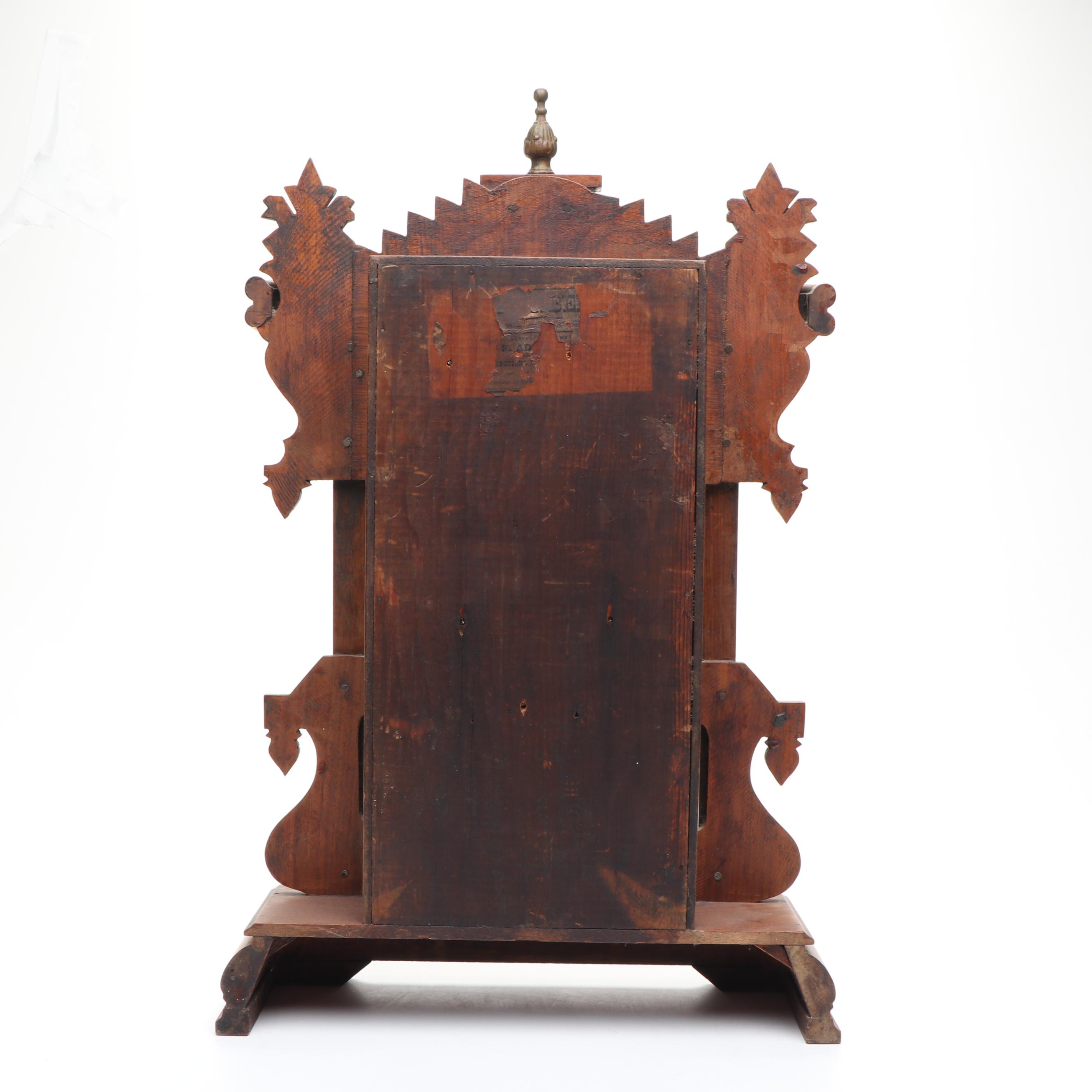 E. Ingraham Carved Walnut Kitchen Clock, Late 19th/ Early 20th Century