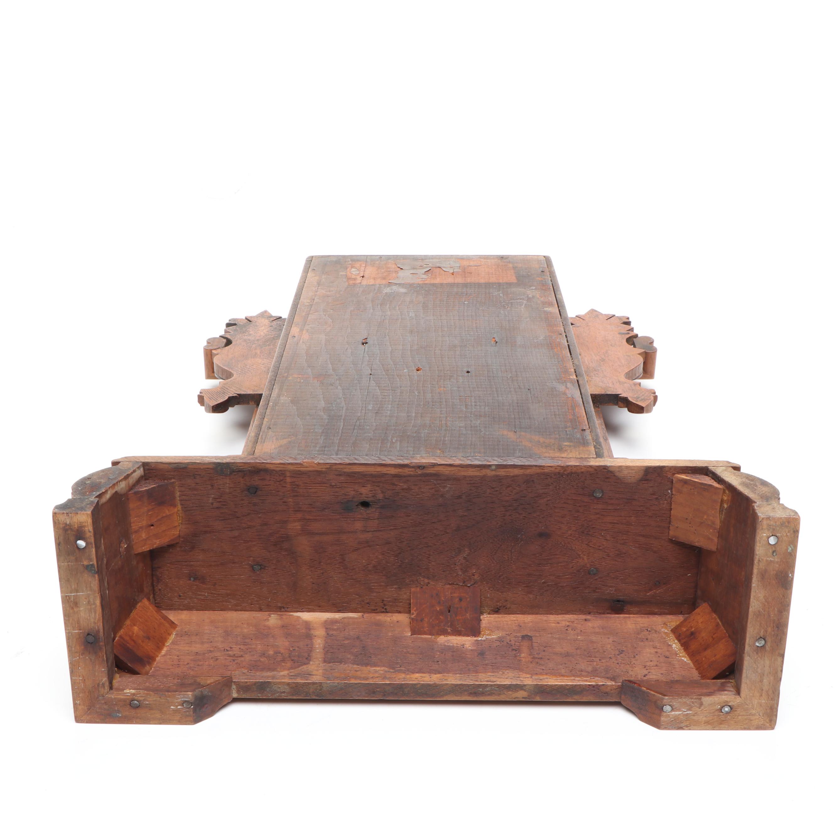 E. Ingraham Carved Walnut Kitchen Clock, Late 19th/ Early 20th Century