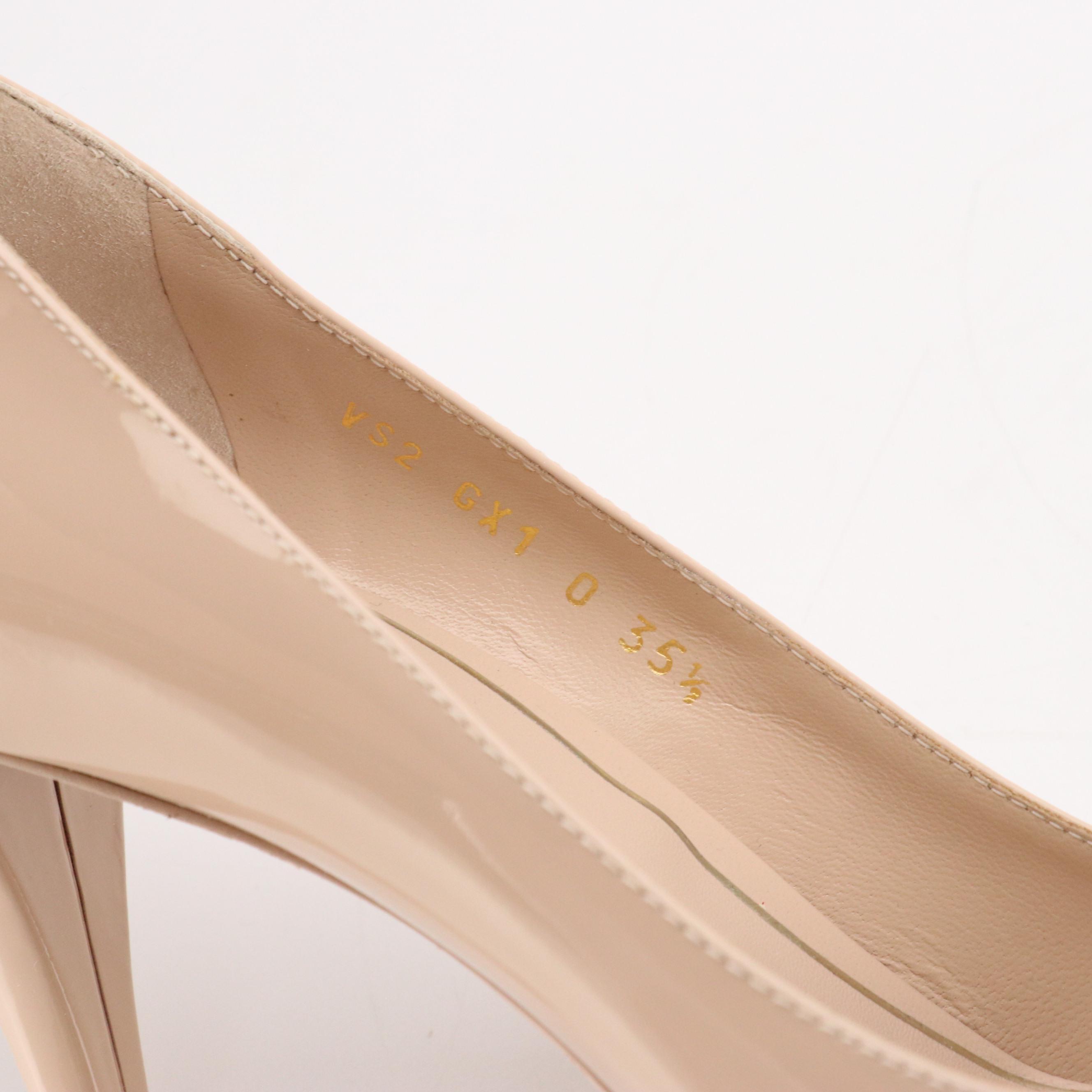 Valentino Garavani Pointed-Toe Pumps in Sand Patent Leather and Rockstud Accents