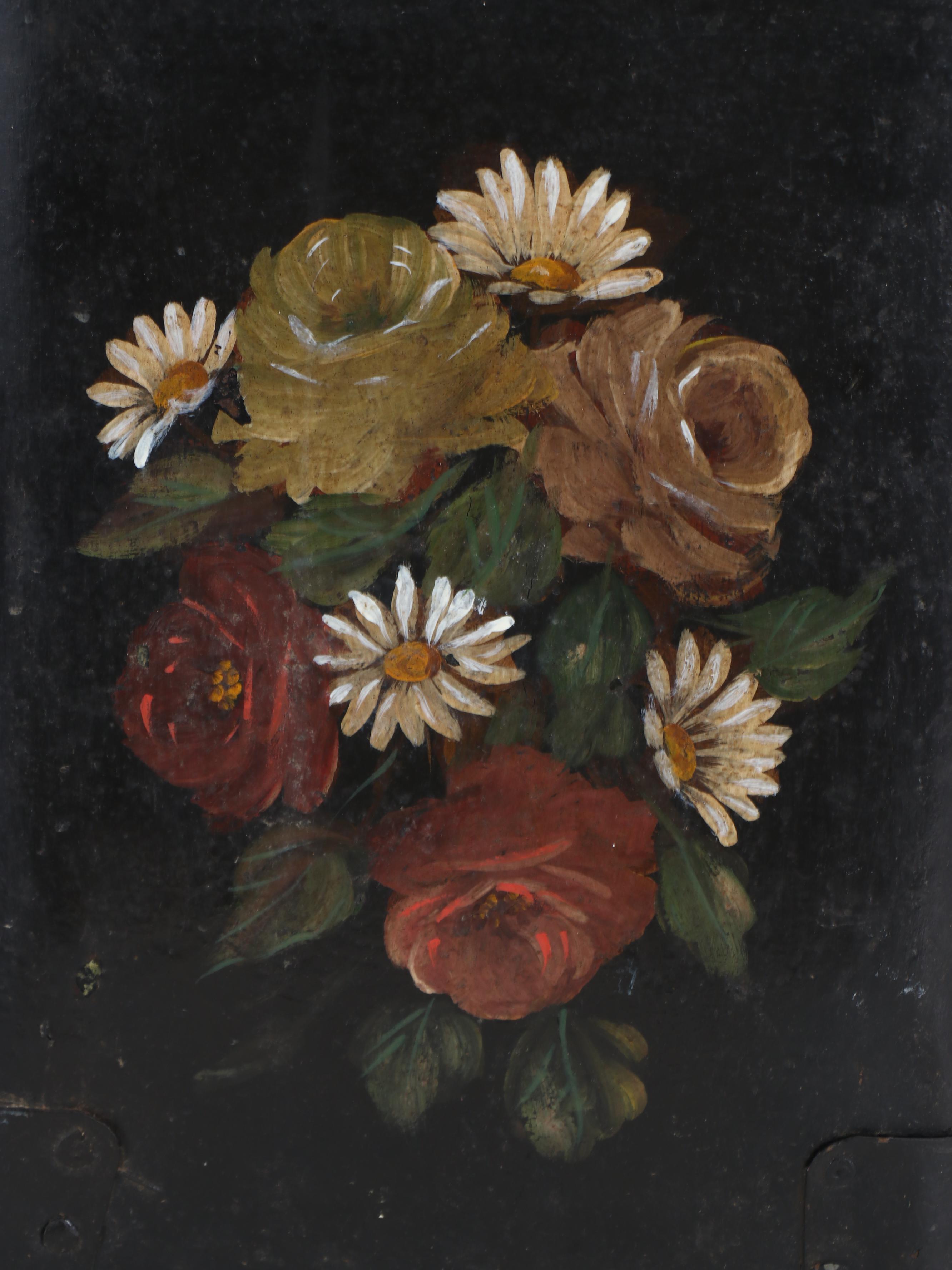 Victorian Hand-Painted Tole Metal Coal Scuttle, Late 19th Century