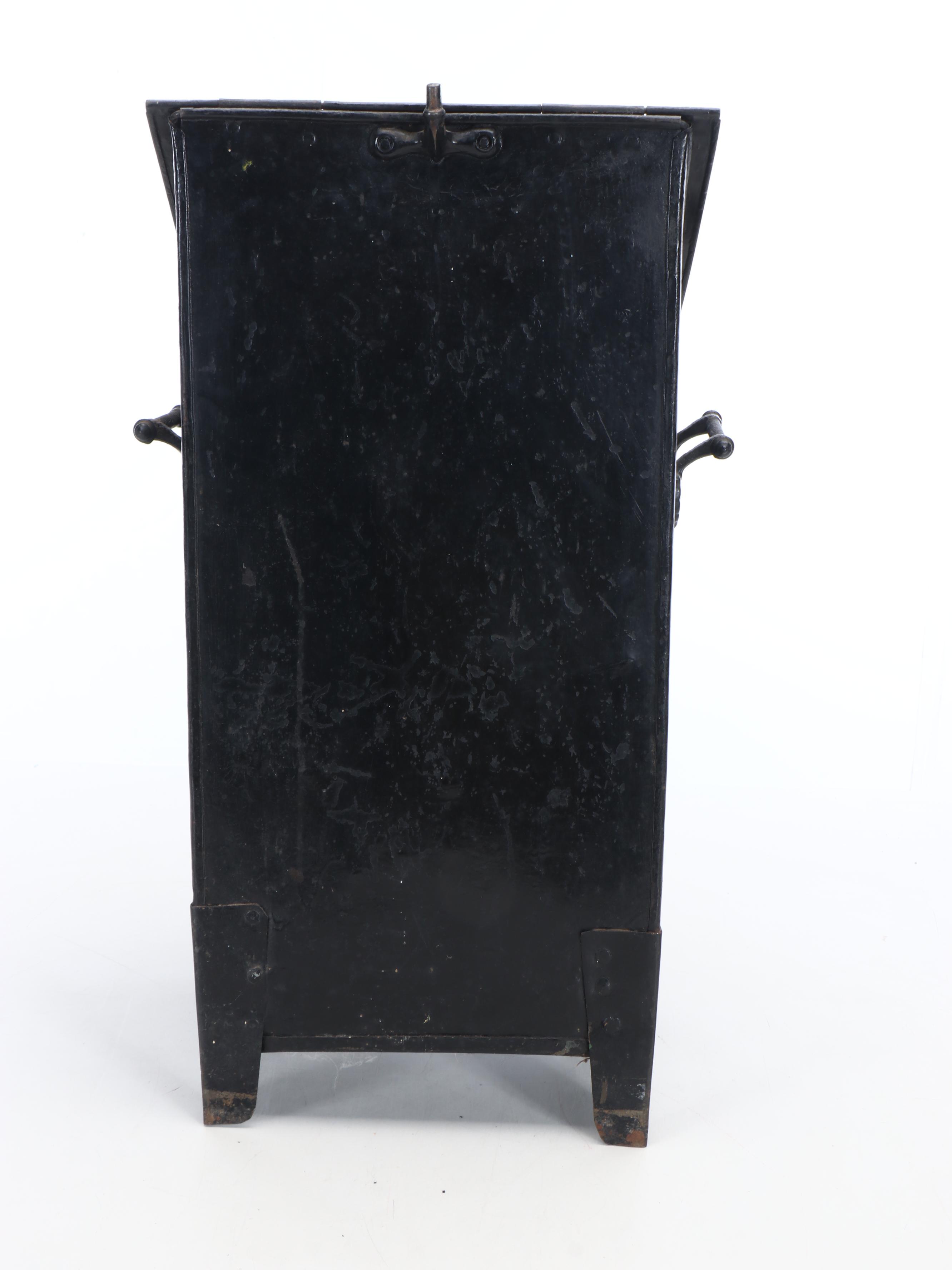 Victorian Hand-Painted Tole Metal Coal Scuttle, Late 19th Century