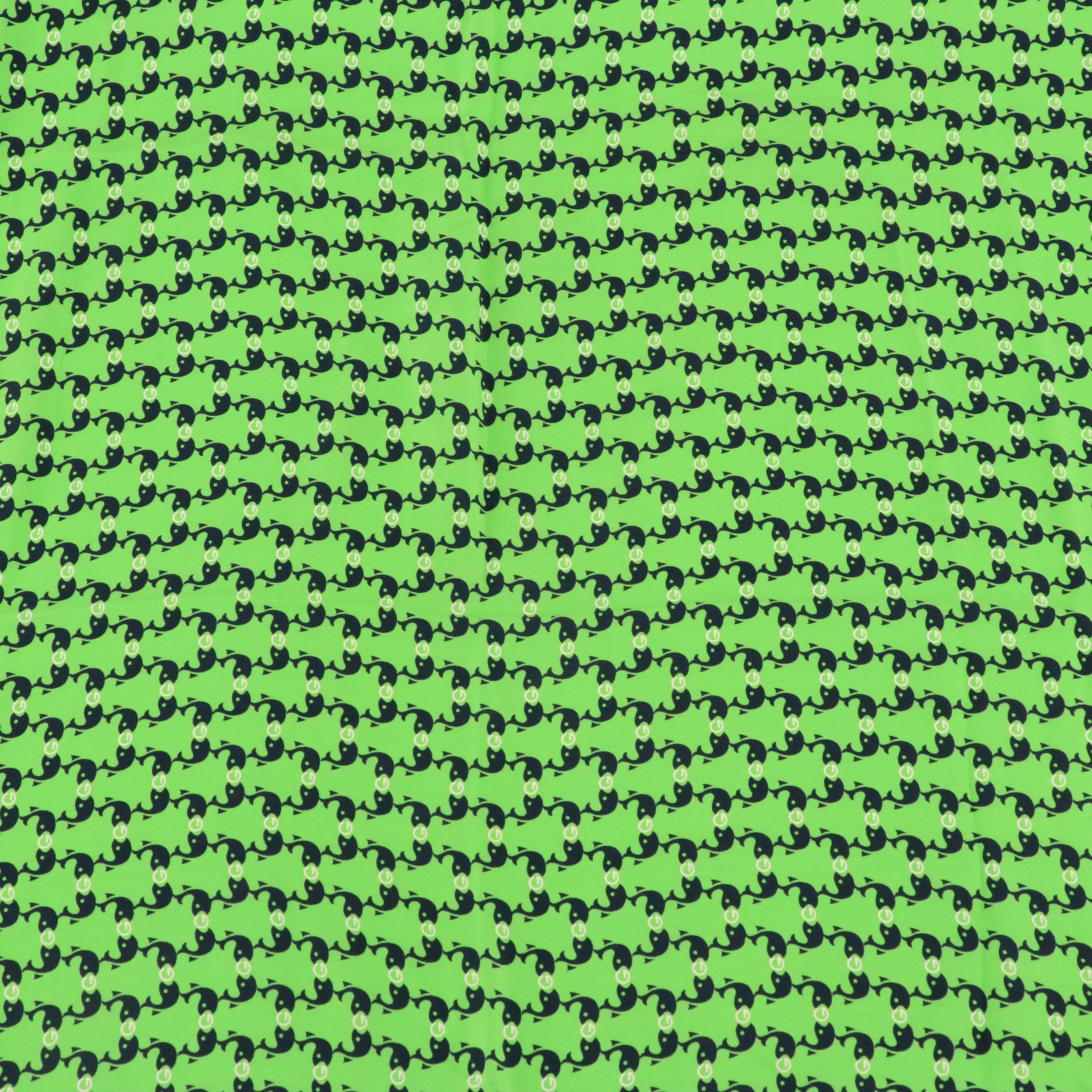 Gucci Silk Scarf in Fish and G Logo Print