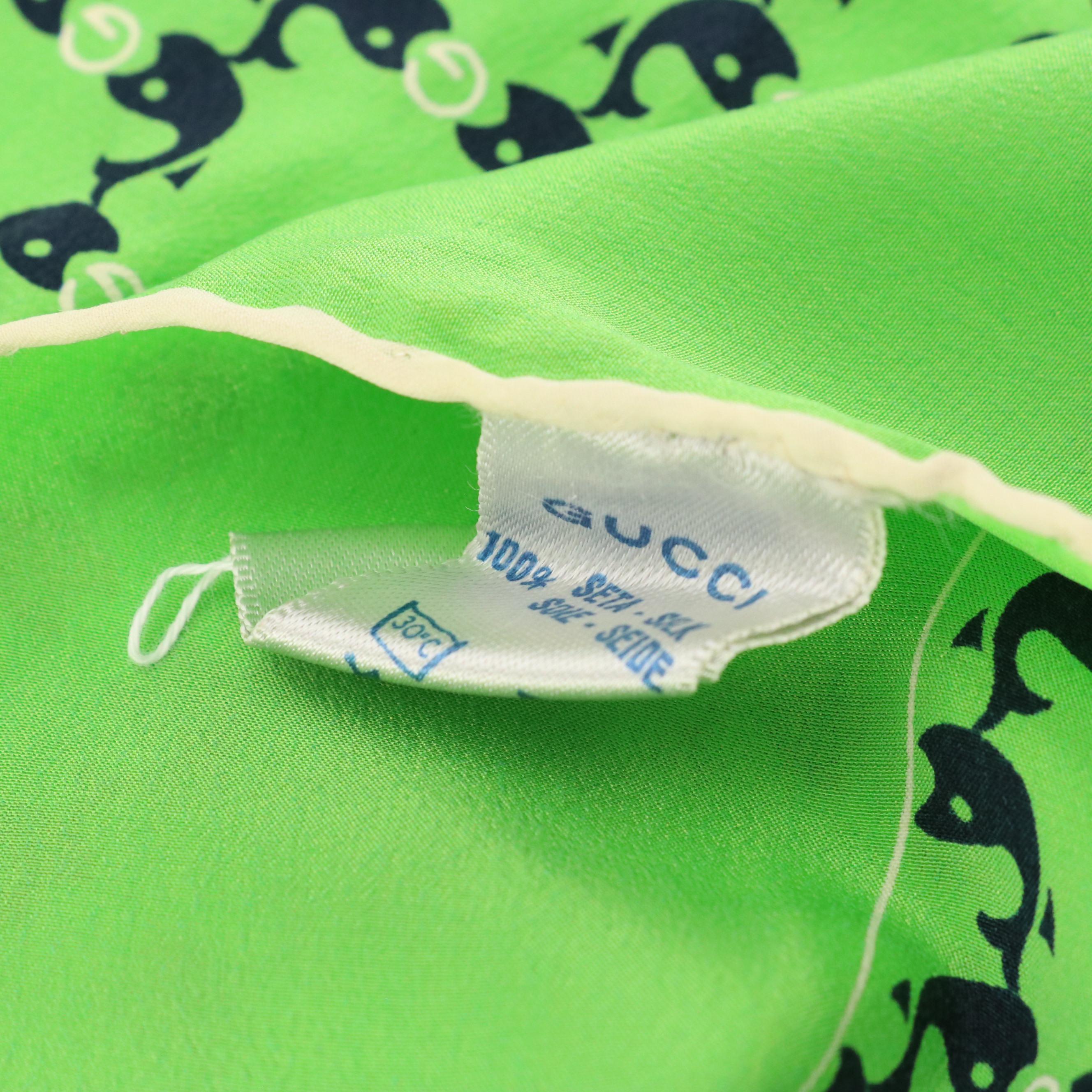 Gucci Silk Scarf in Fish and G Logo Print