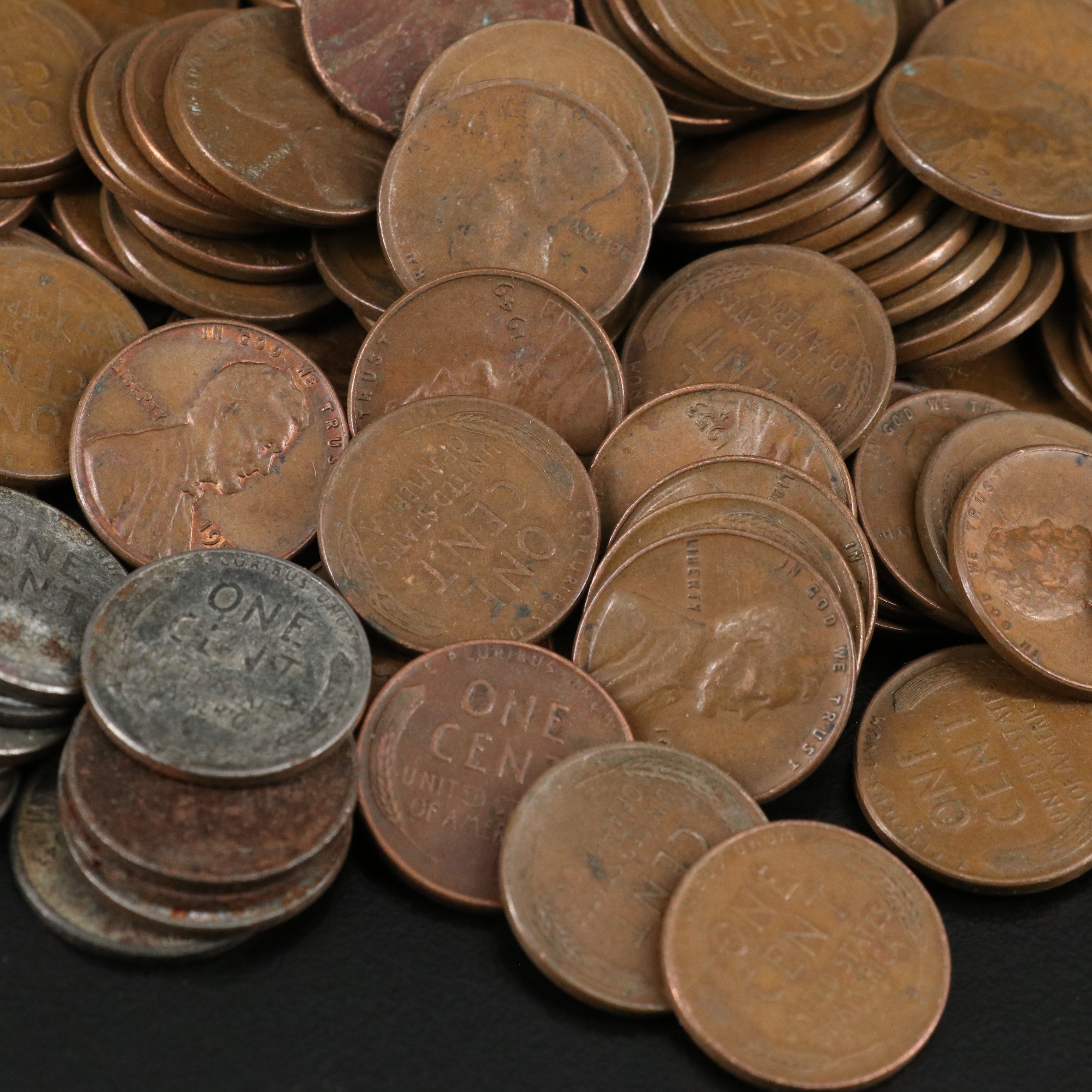1,000 Lincoln Wheat Cents and 22 WWII Steel Cents