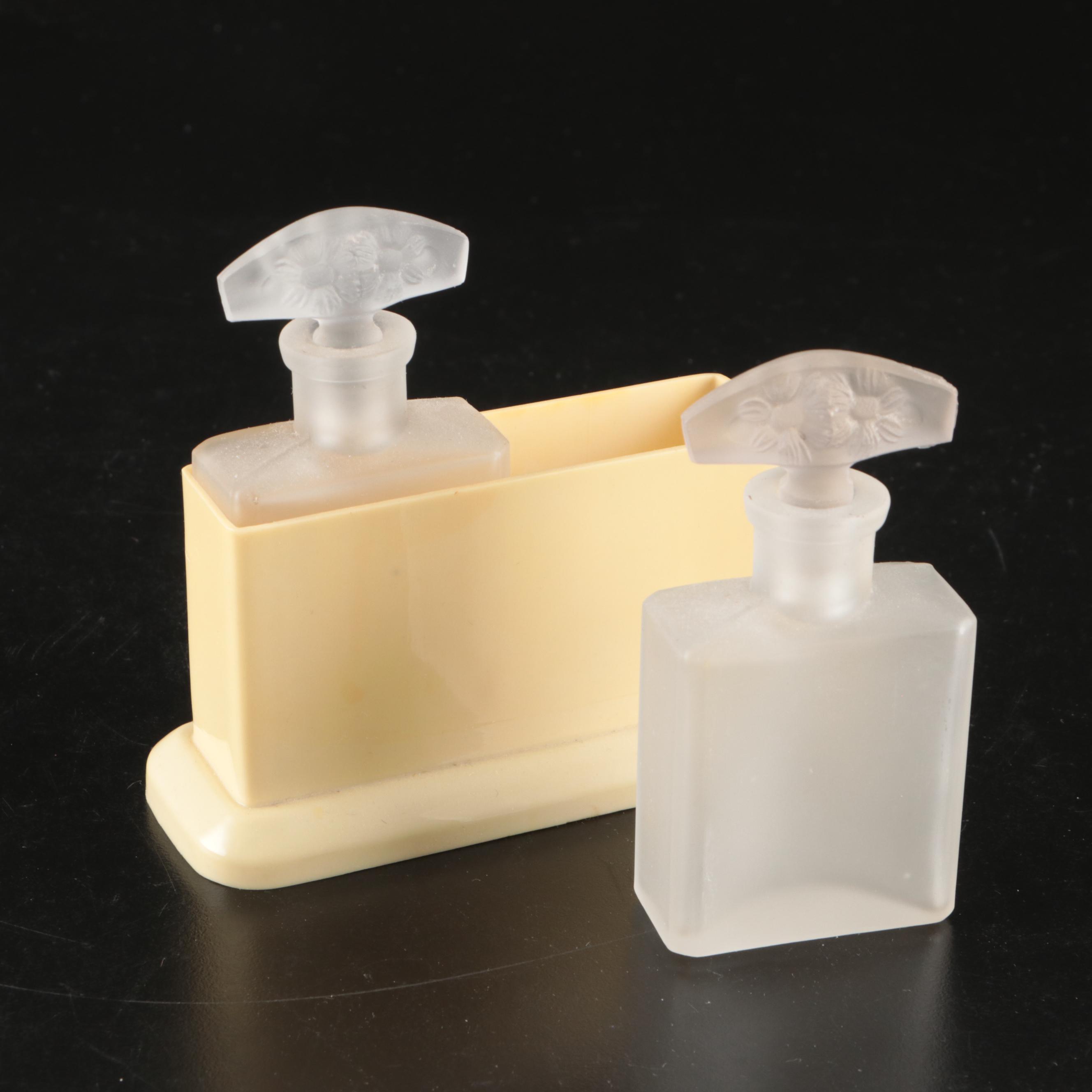 French Ivory Celluloid Ladies Vanity Tray, with Perfume Bottles and More