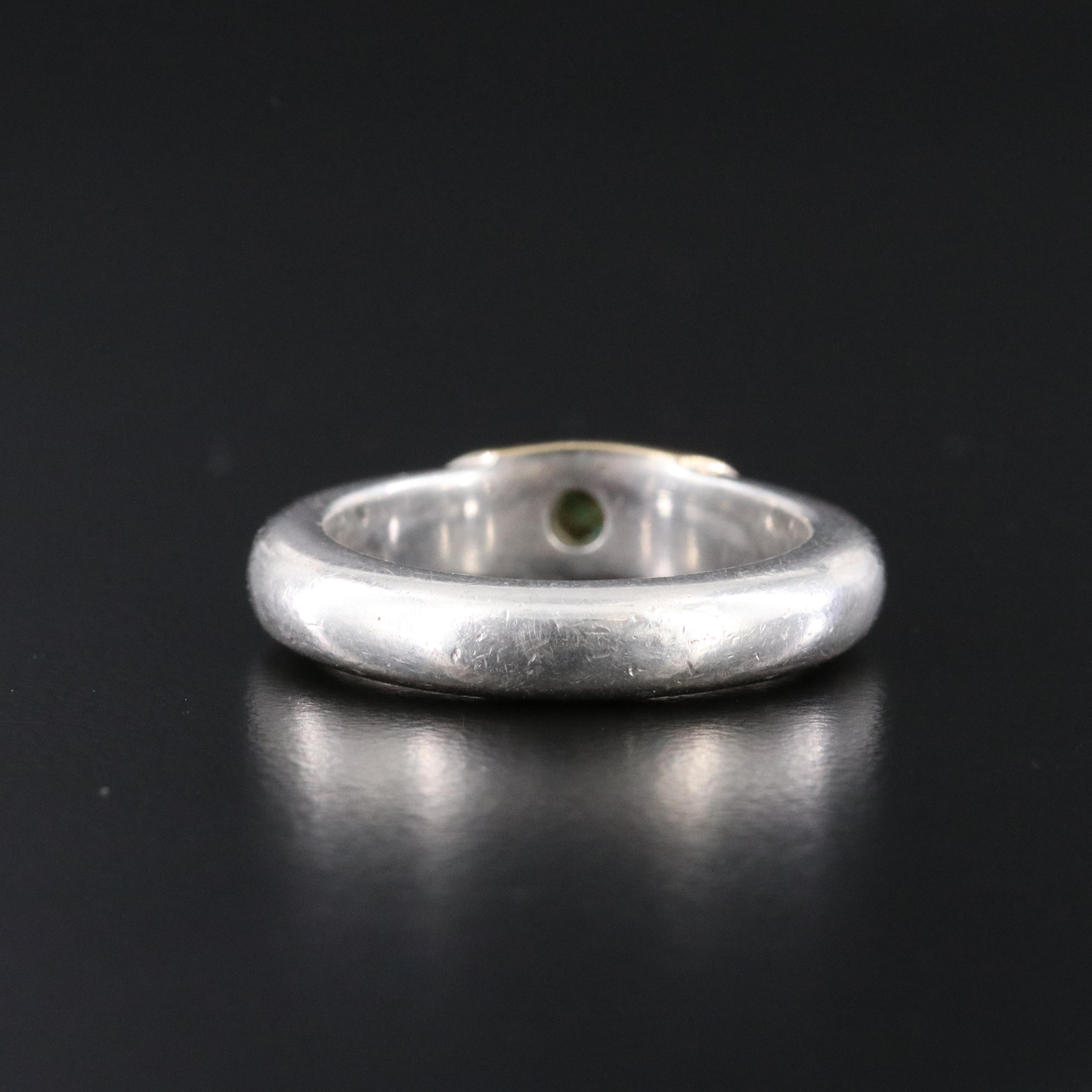 Sterling Emerald Ring with 18K Yellow Gold Accent