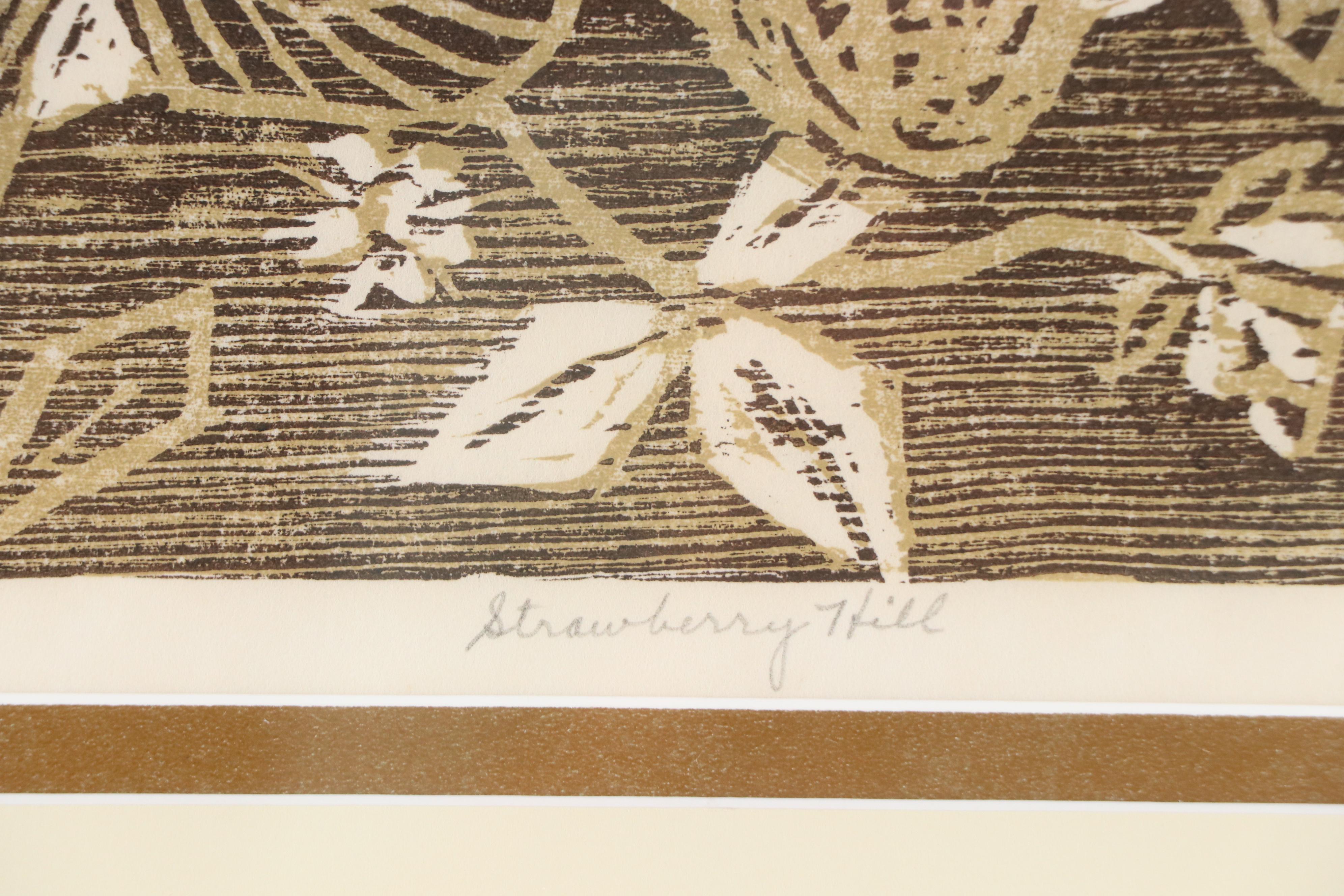 Betty Richards Woodcut "Strawberry Hill," Late 20th - 21st Century