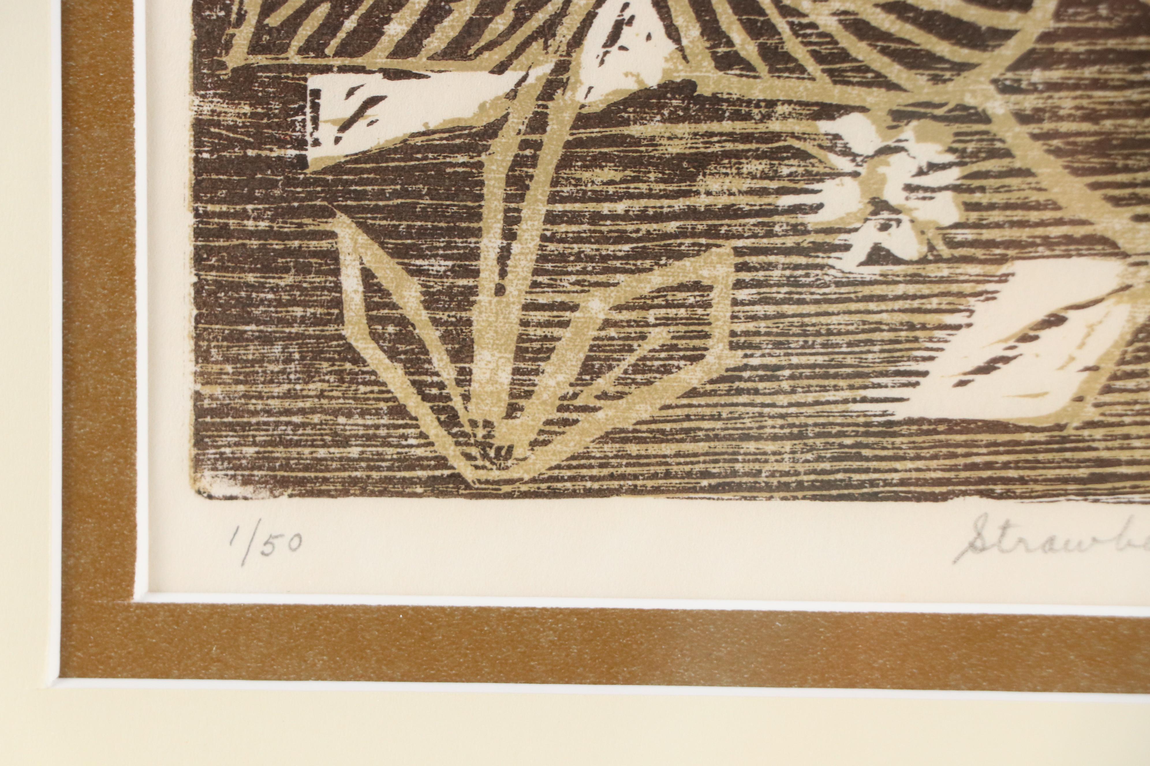 Betty Richards Woodcut "Strawberry Hill," Late 20th - 21st Century