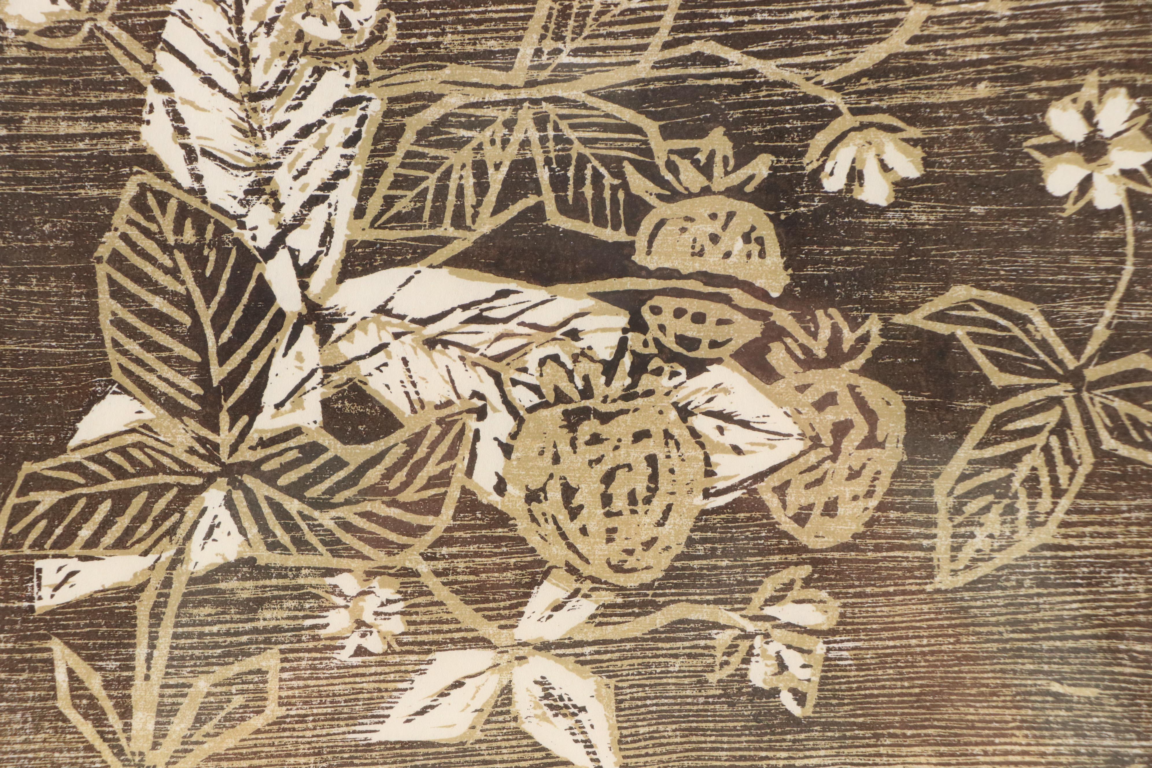 Betty Richards Woodcut "Strawberry Hill," Late 20th - 21st Century