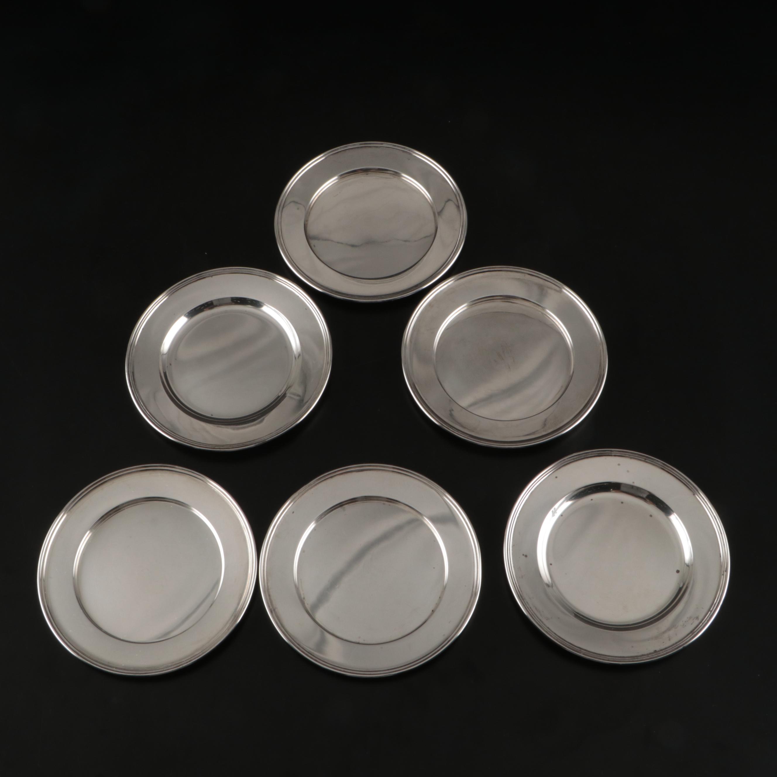 International and Fisher Sterling Plates with Footed Shaker, Early- Mid 20th C.