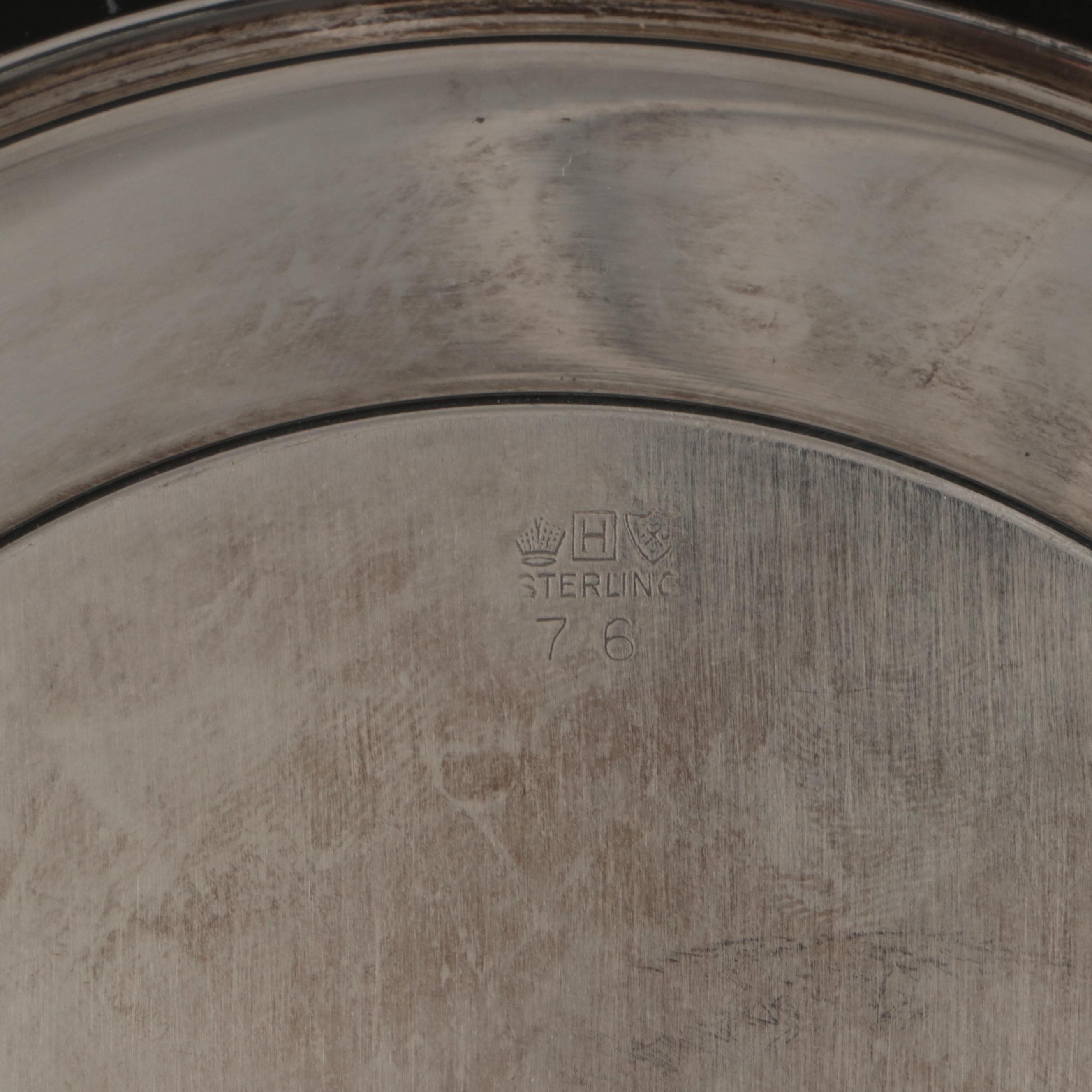 International and Fisher Sterling Plates with Footed Shaker, Early- Mid 20th C.