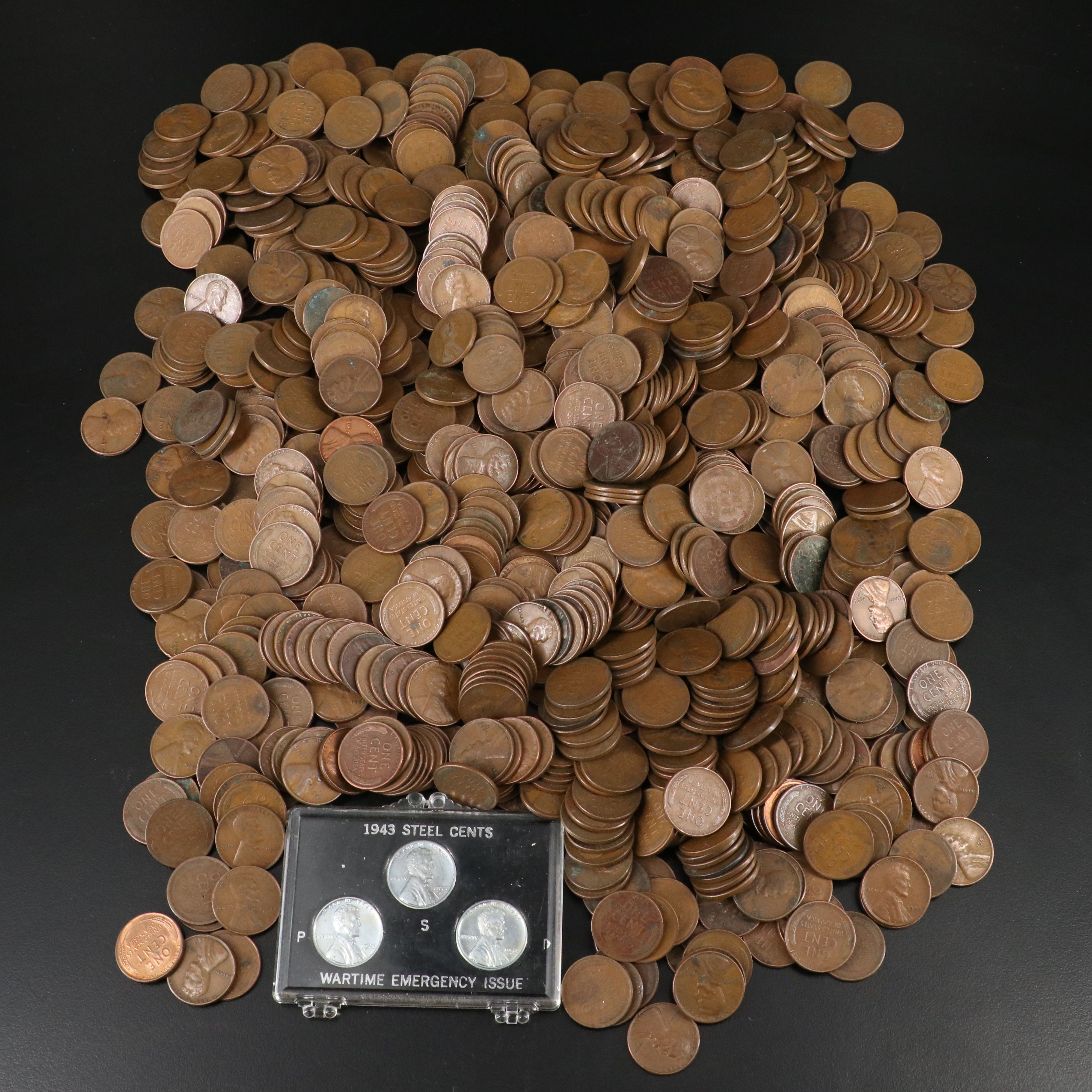1,000 Lincoln Wheat Cents and 3-Coin WWII Steel Cent Set