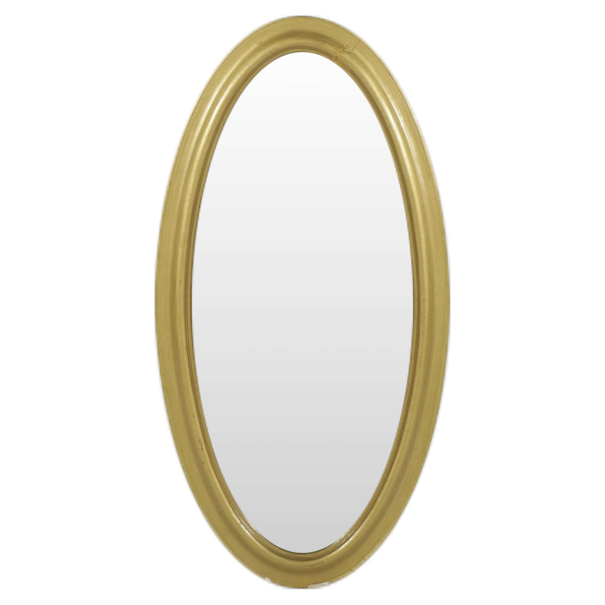 Gold-Toned Oval Wall Mirror, Early 20th Century
