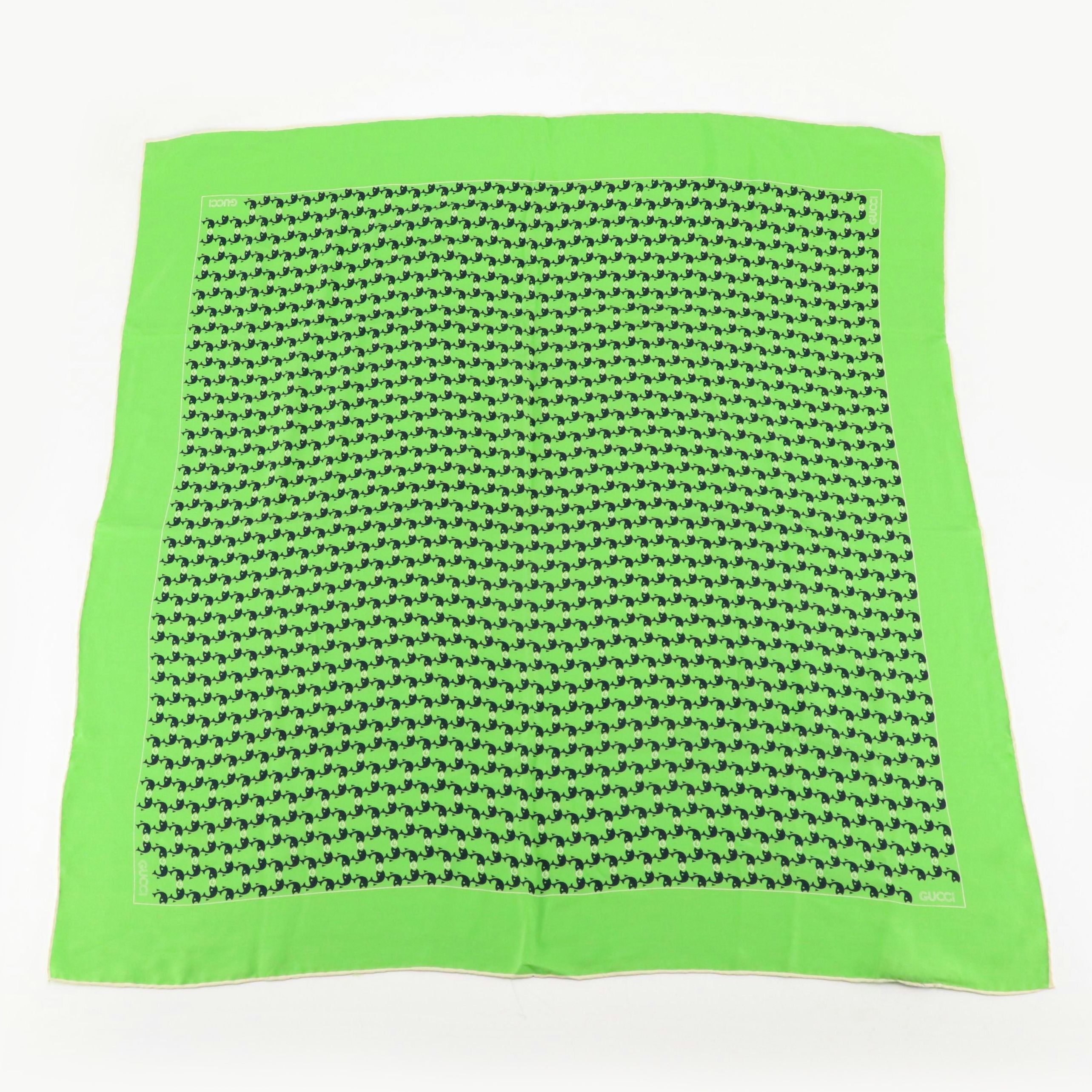 Gucci Silk Scarf in Fish and G Logo Print