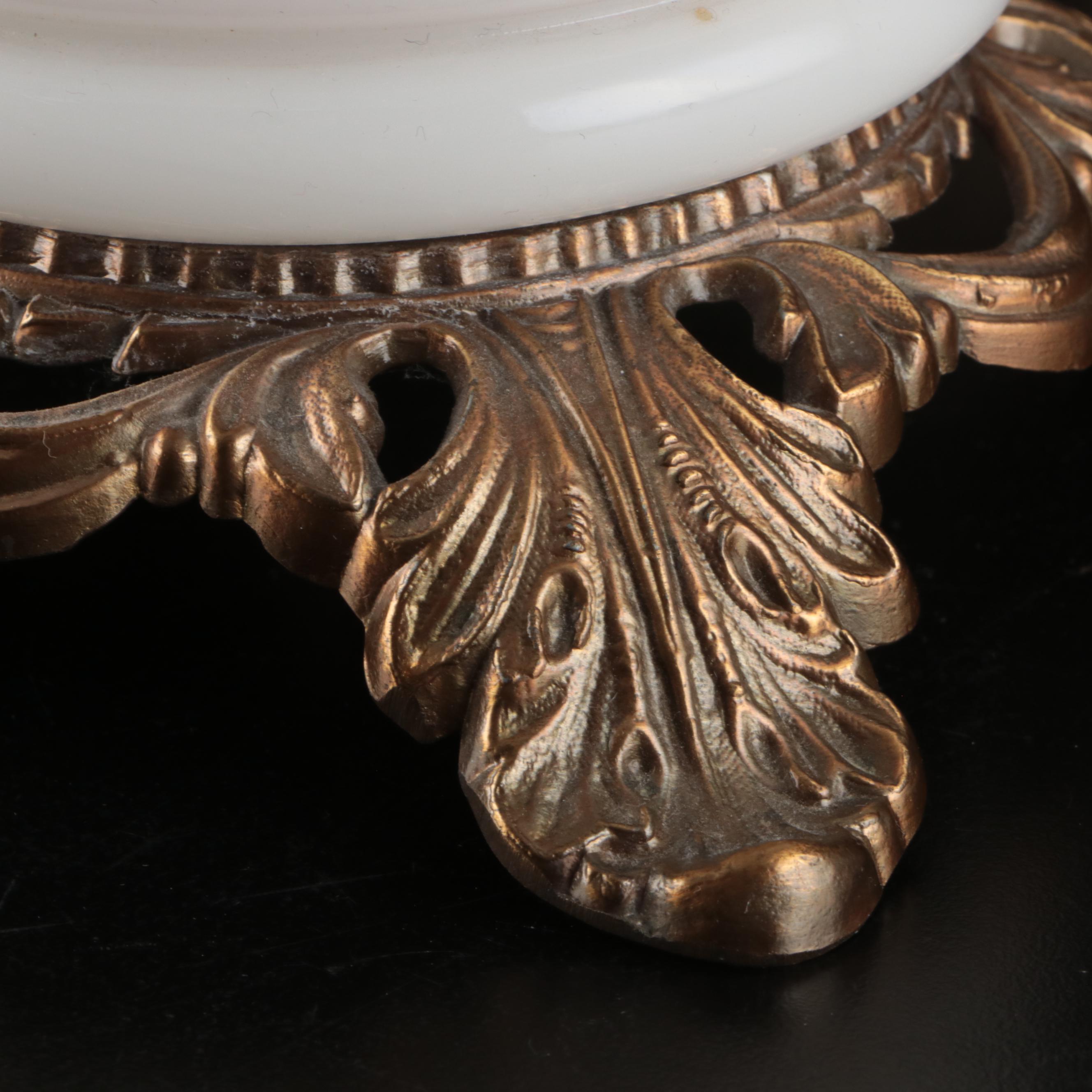 Victorian Style Hand-Painted Milk Glass Boudoir of Parlor Lamp