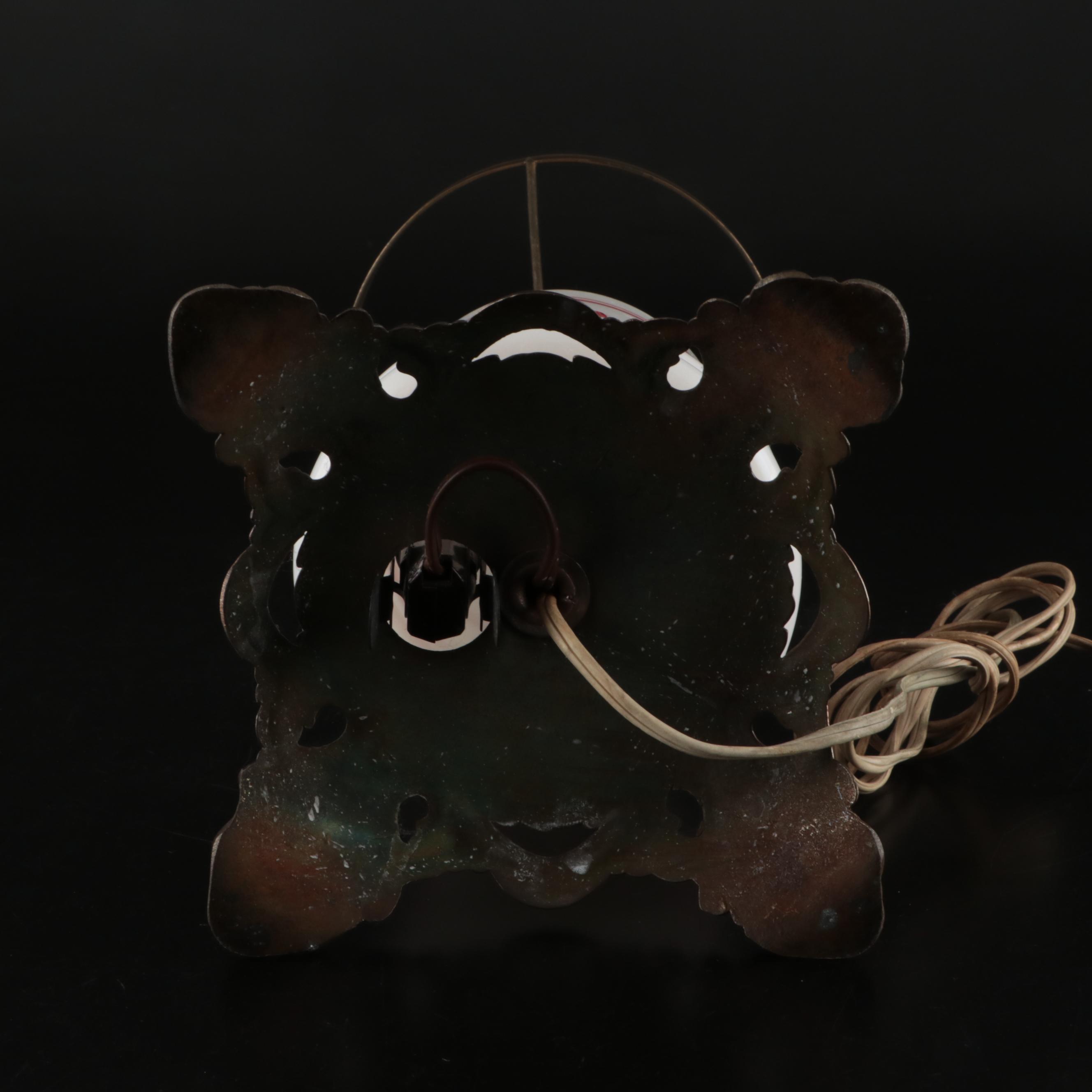 Victorian Style Hand-Painted Milk Glass Boudoir of Parlor Lamp