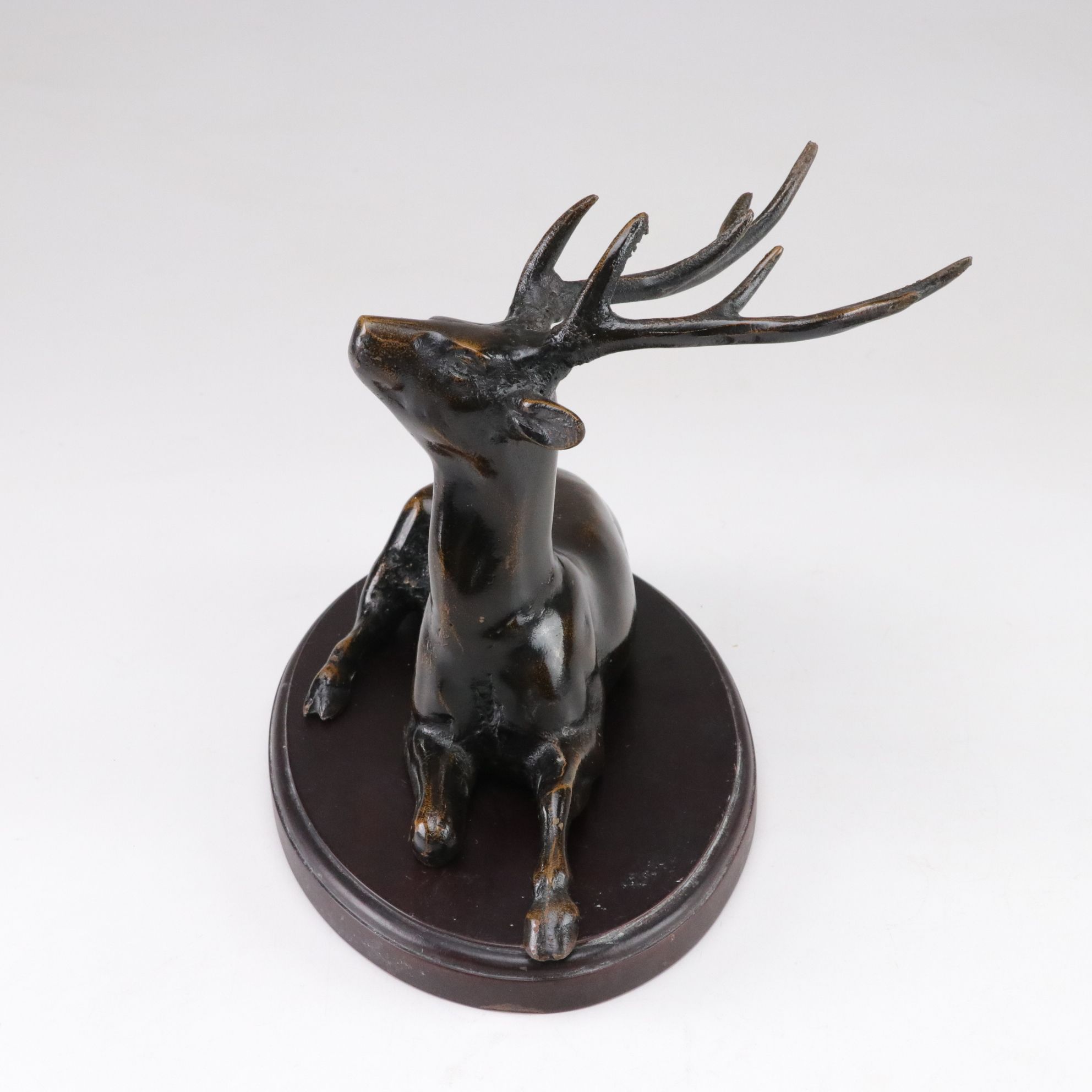 Solid Metal Stag Sculpture & Porcelain Figurine
