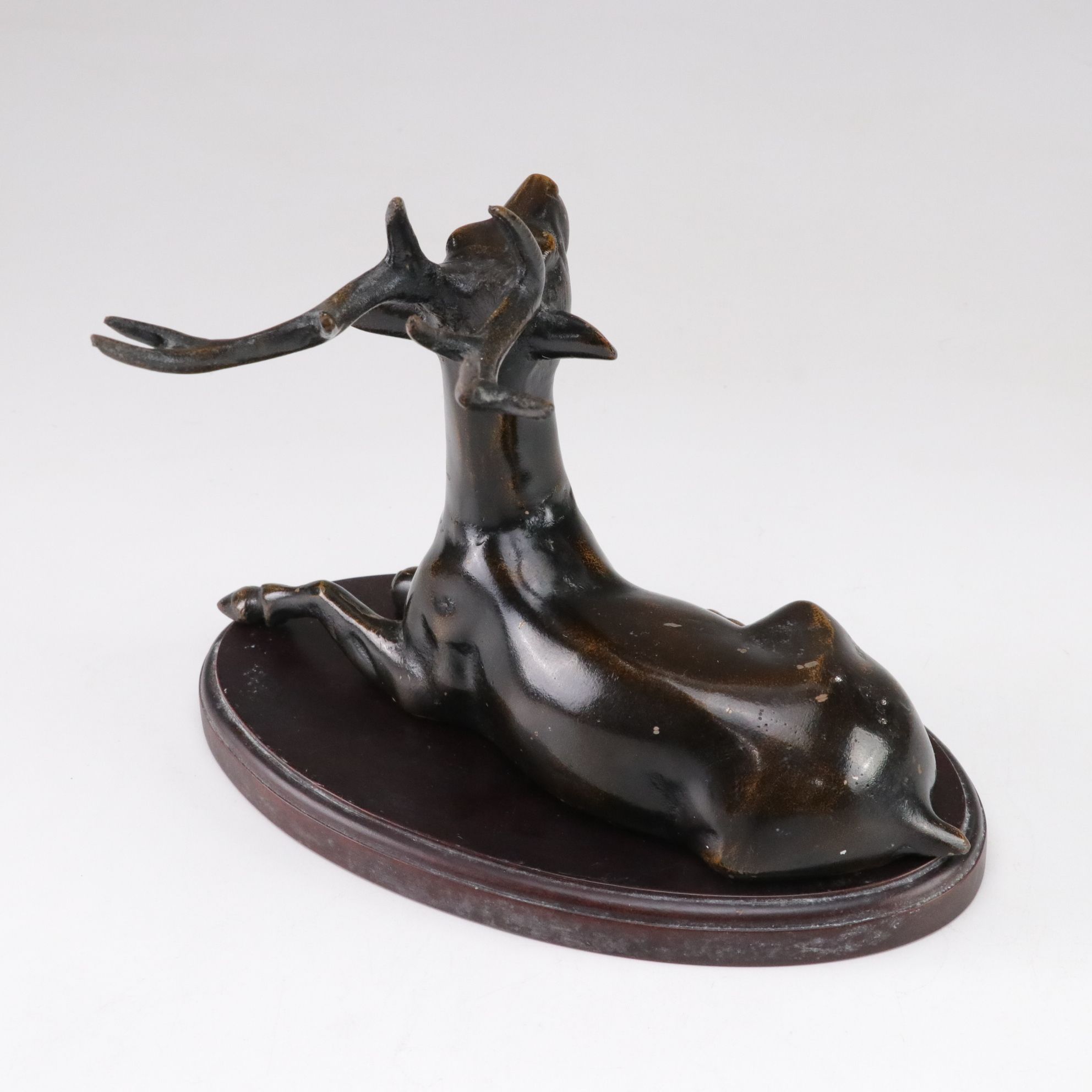 Solid Metal Stag Sculpture & Porcelain Figurine