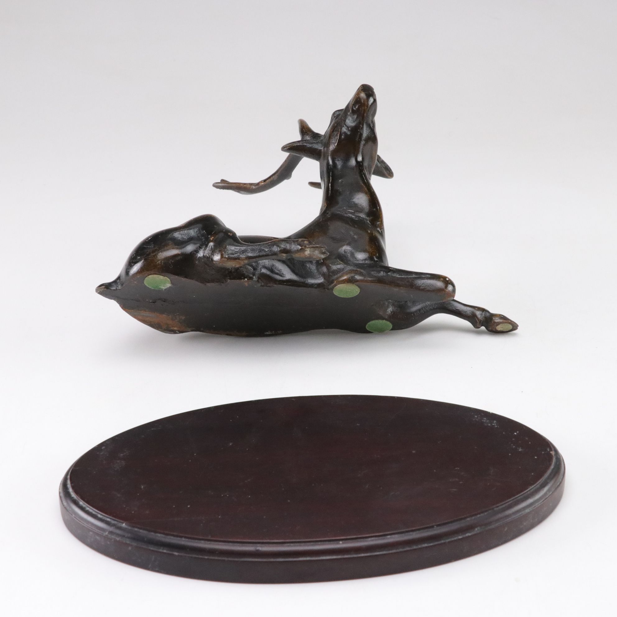 Solid Metal Stag Sculpture & Porcelain Figurine