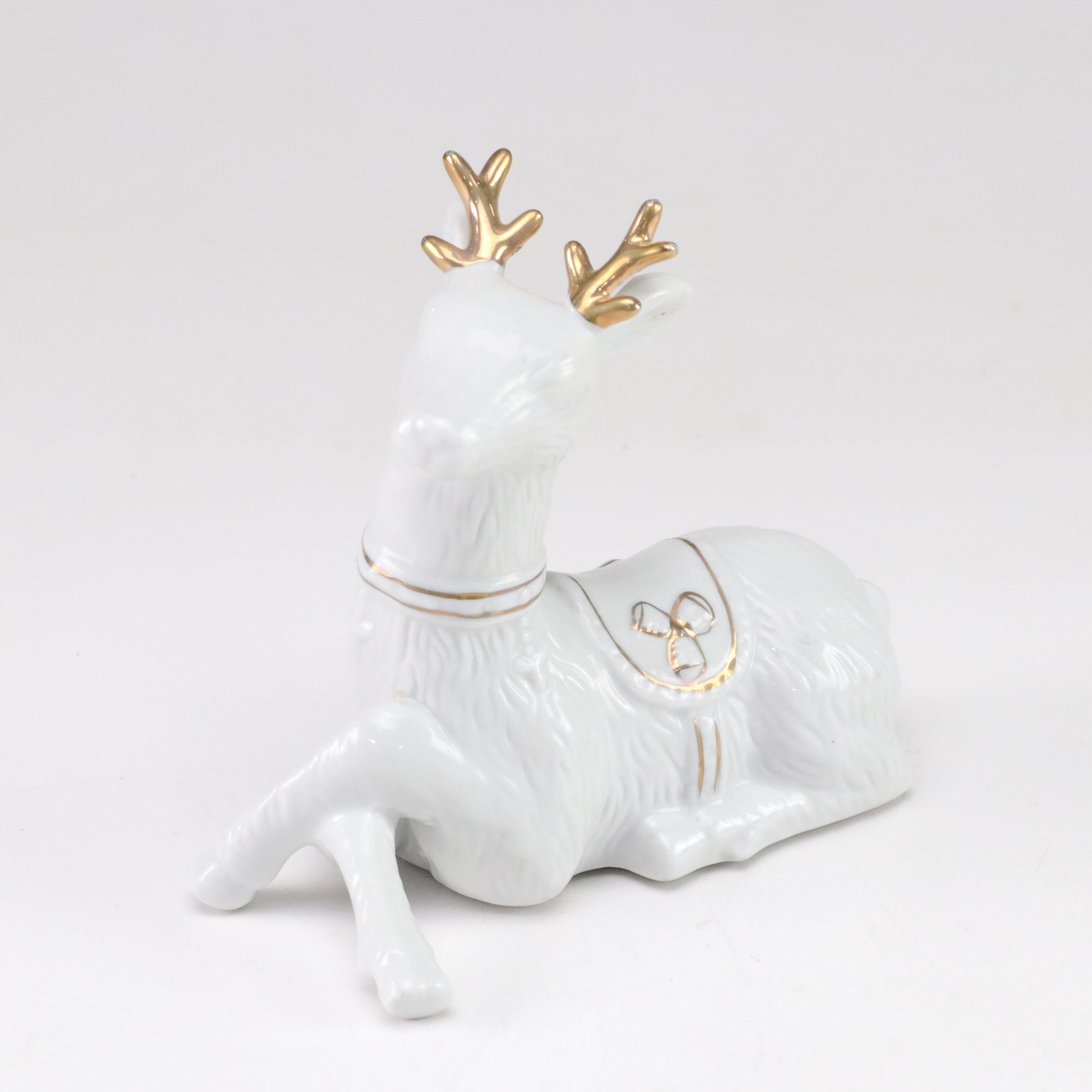 Solid Metal Stag Sculpture & Porcelain Figurine