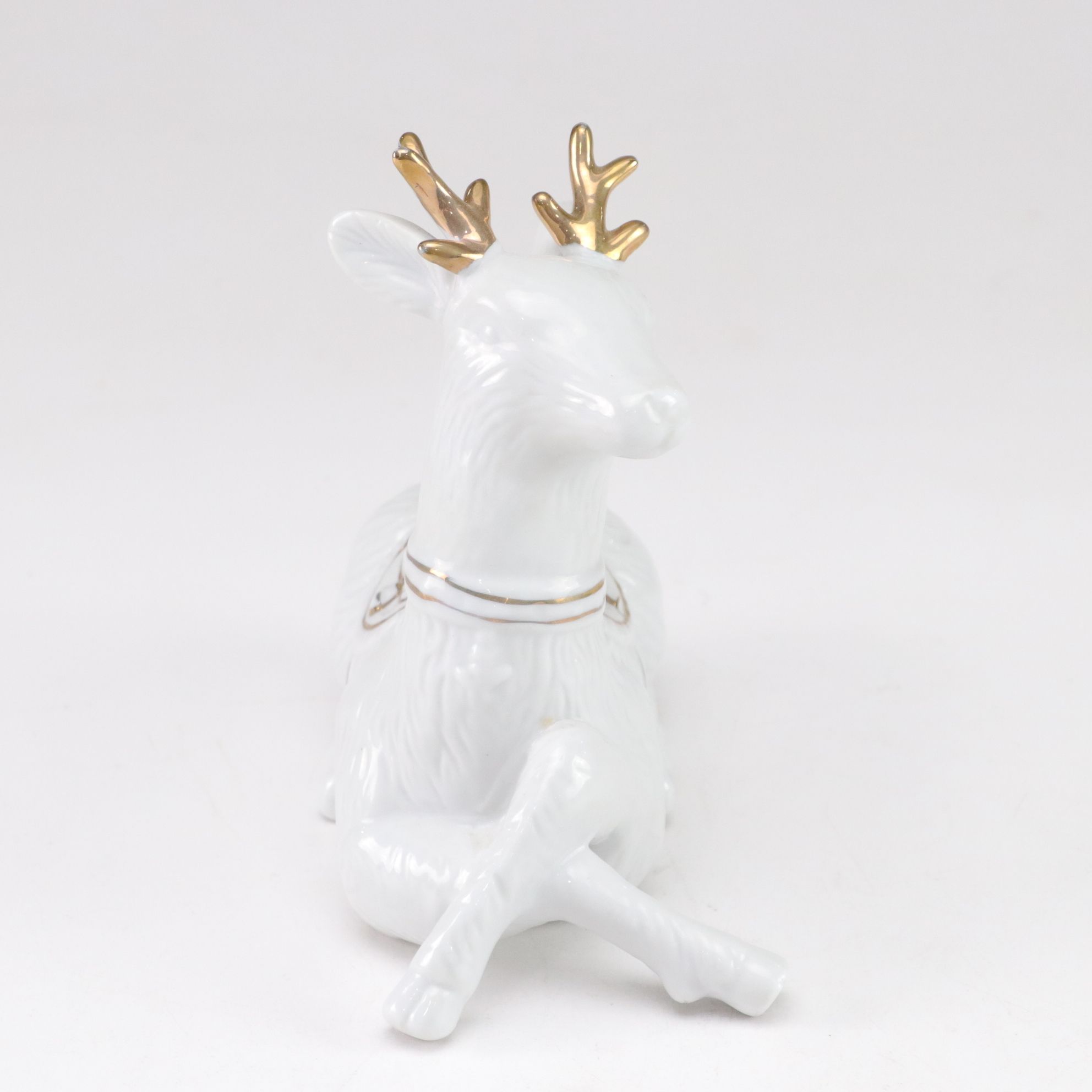 Solid Metal Stag Sculpture & Porcelain Figurine