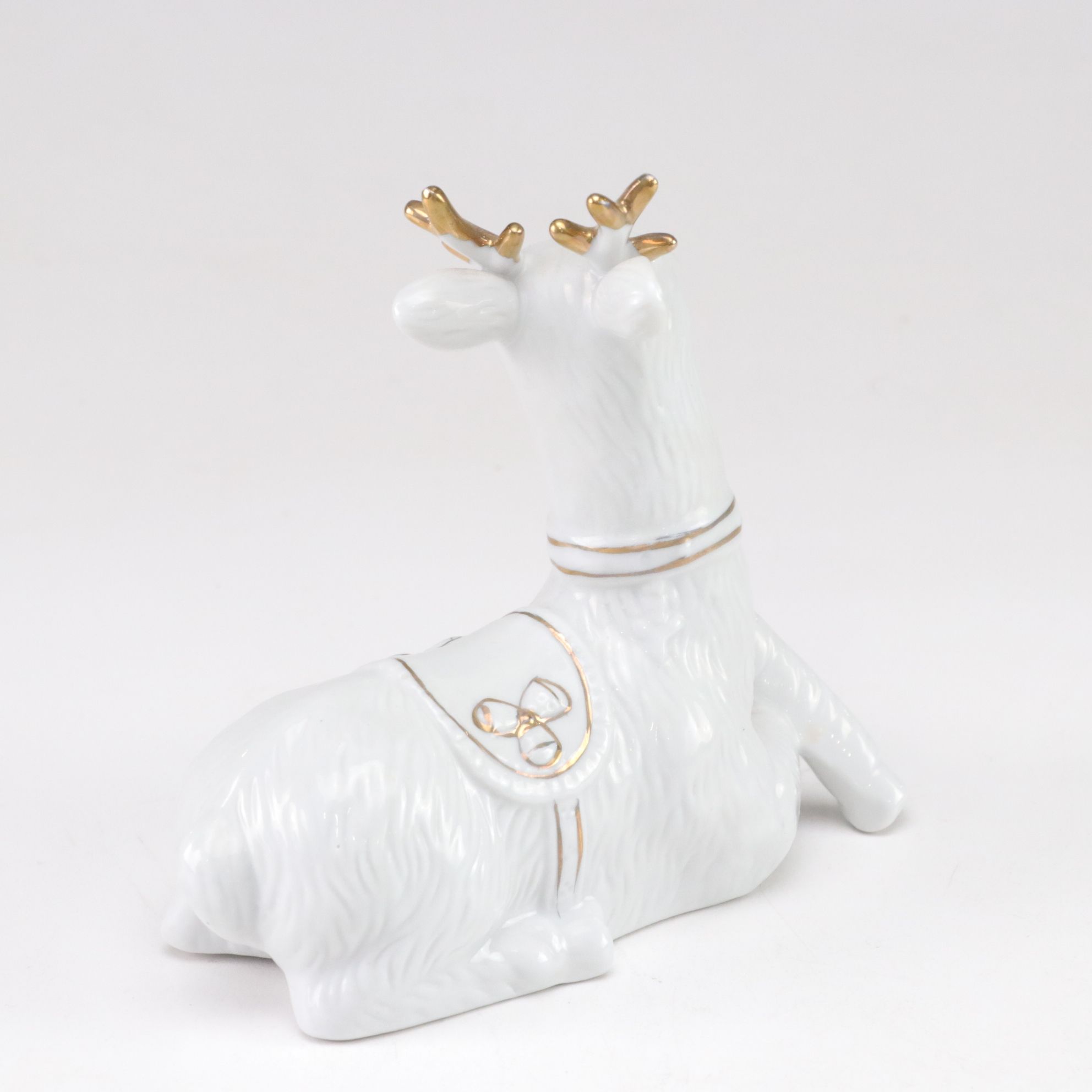 Solid Metal Stag Sculpture & Porcelain Figurine