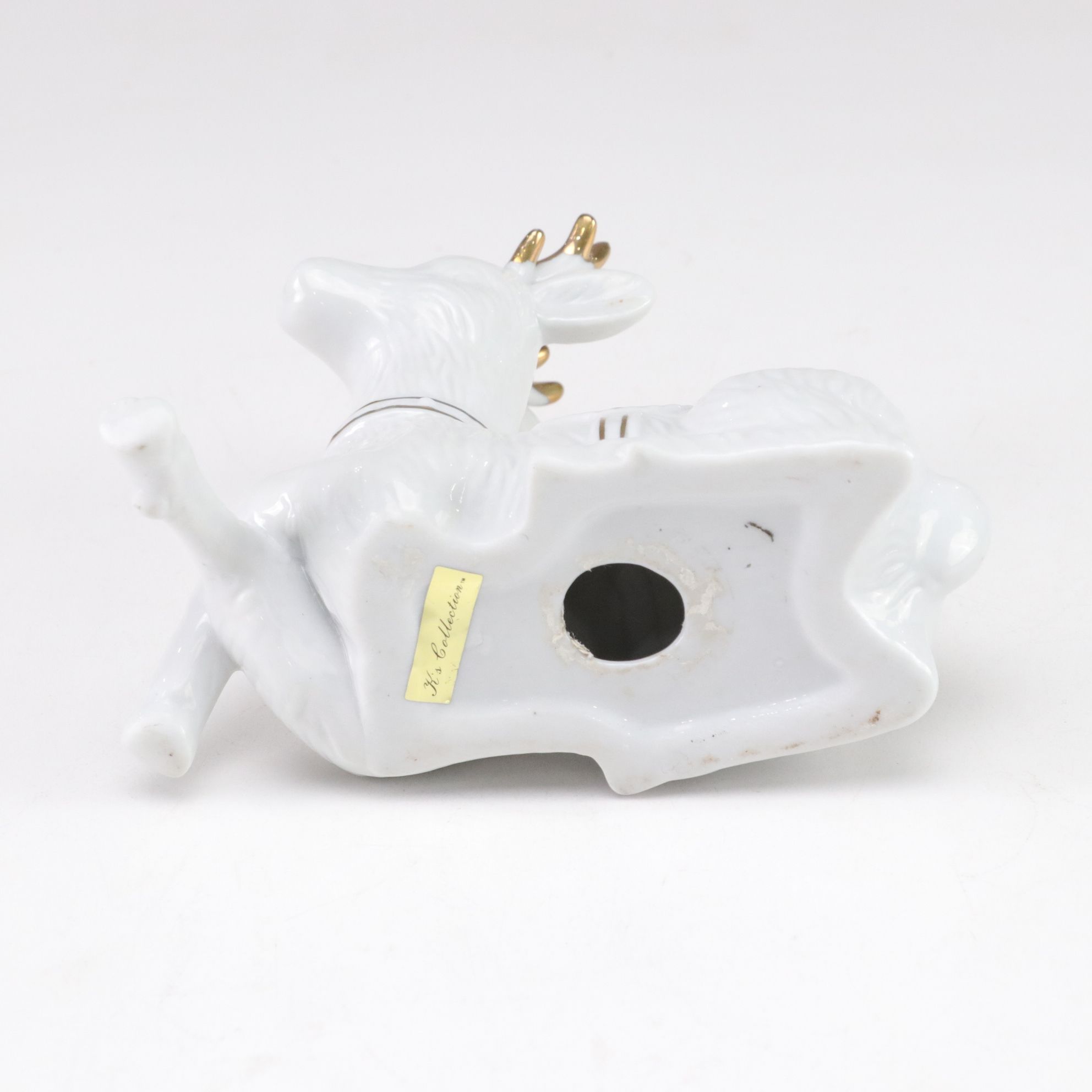 Solid Metal Stag Sculpture & Porcelain Figurine