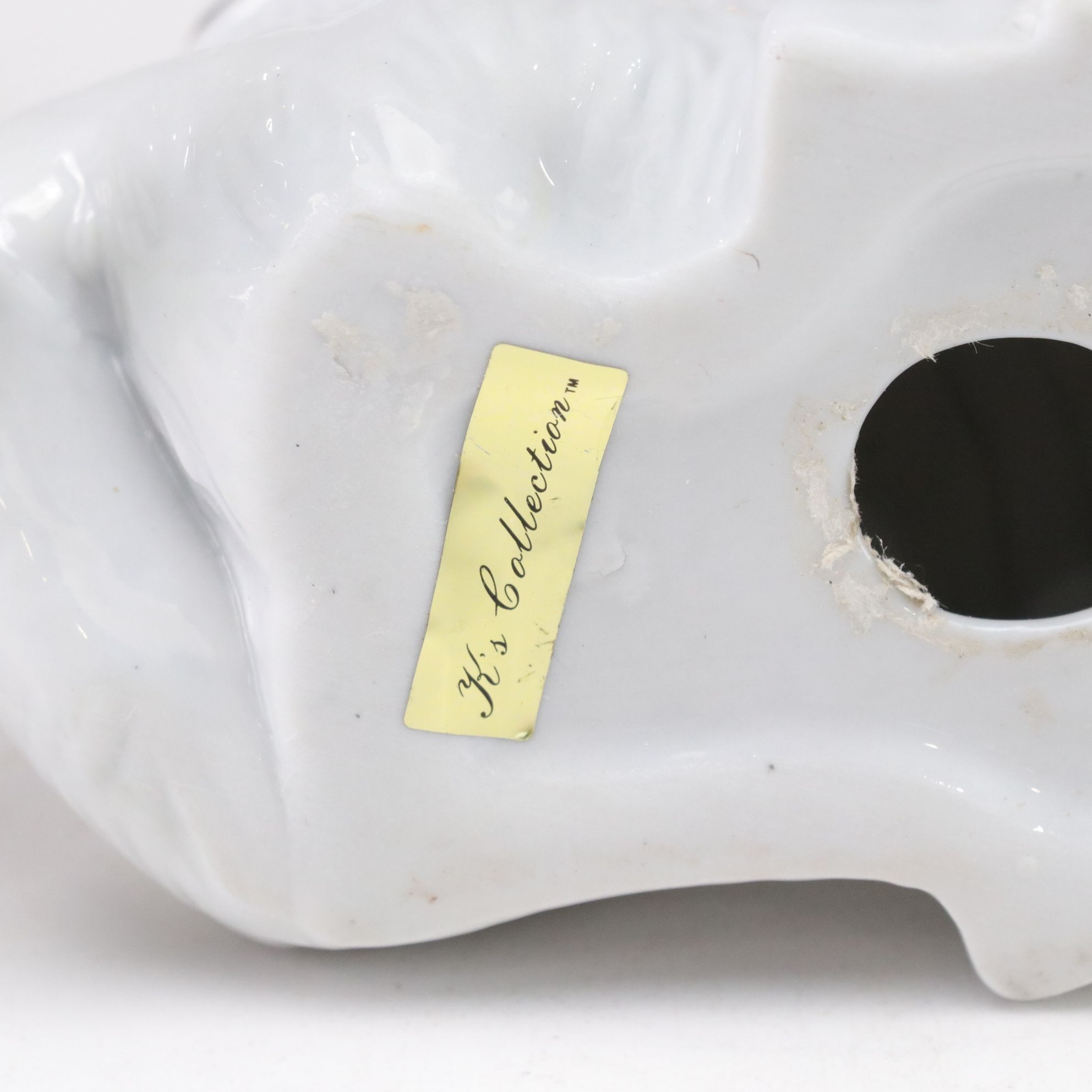 Solid Metal Stag Sculpture & Porcelain Figurine