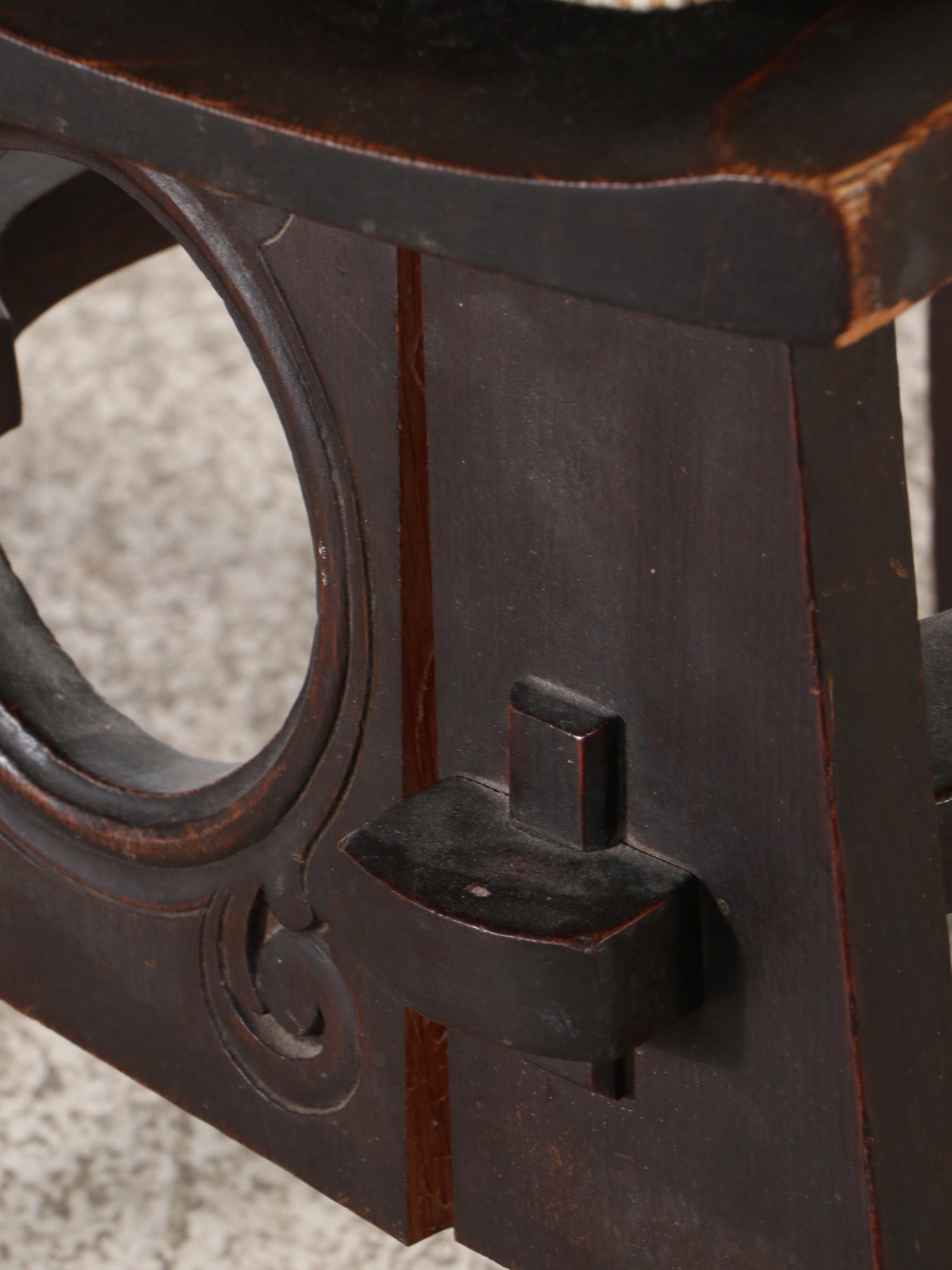 Renaissance Revival Carved Oak Sgabello Hall Chair