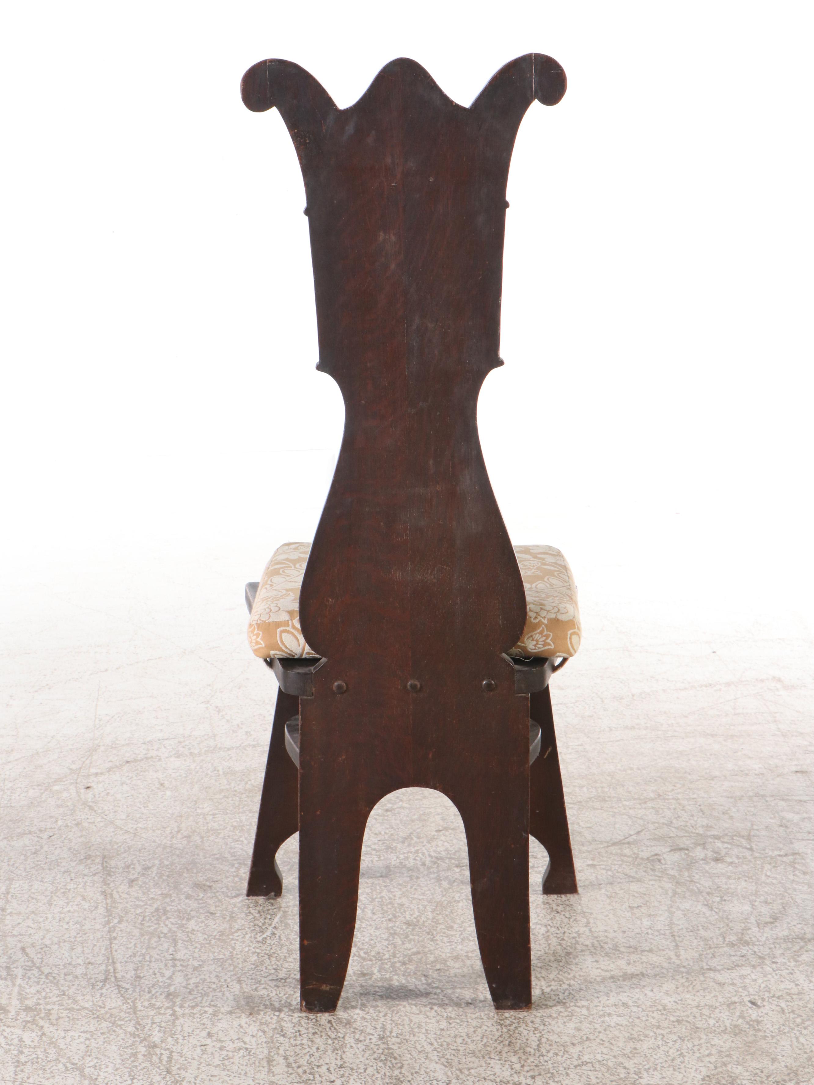 Renaissance Revival Carved Oak Sgabello Hall Chair