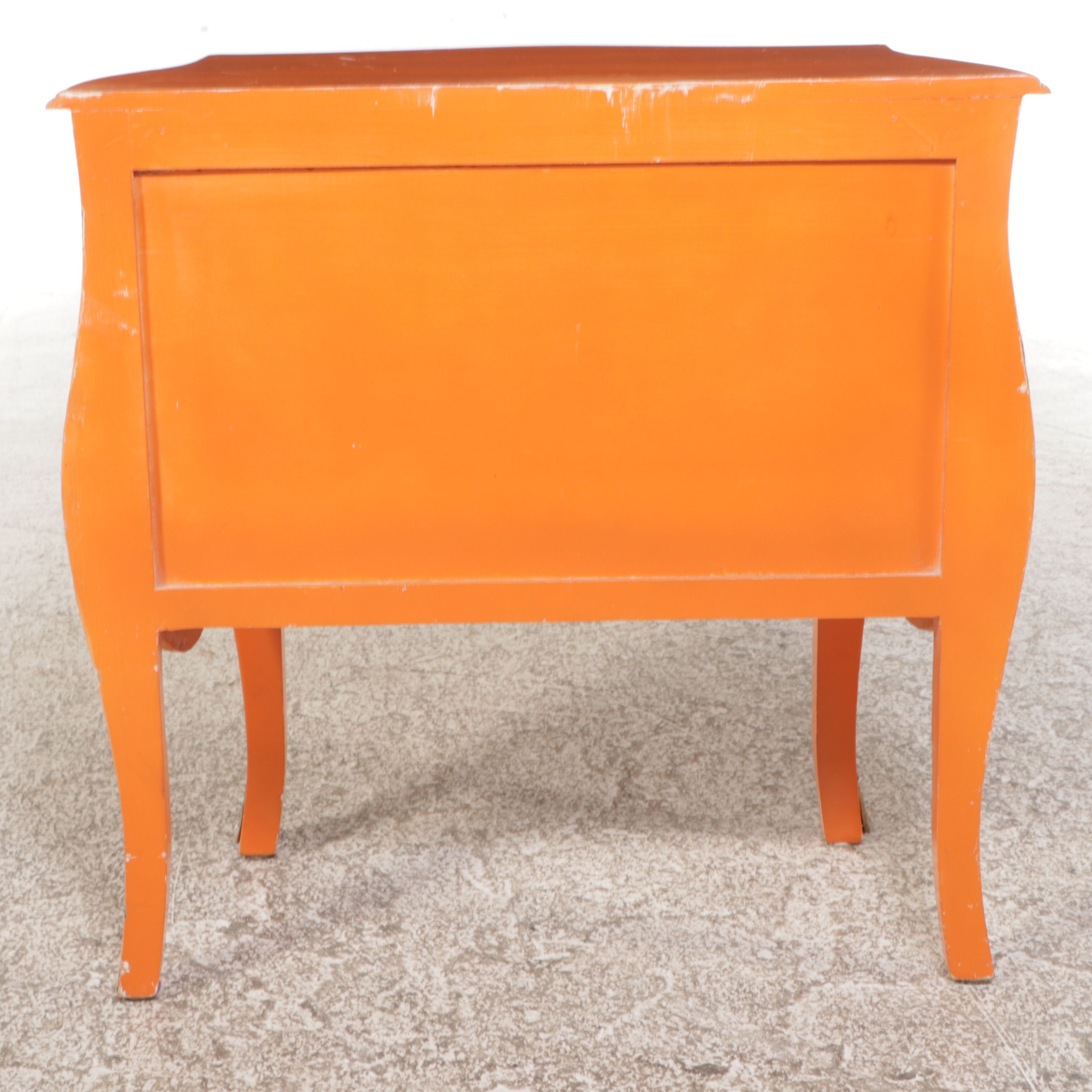 Painted Louis XV Style Bombe Commode with Brass Decorations