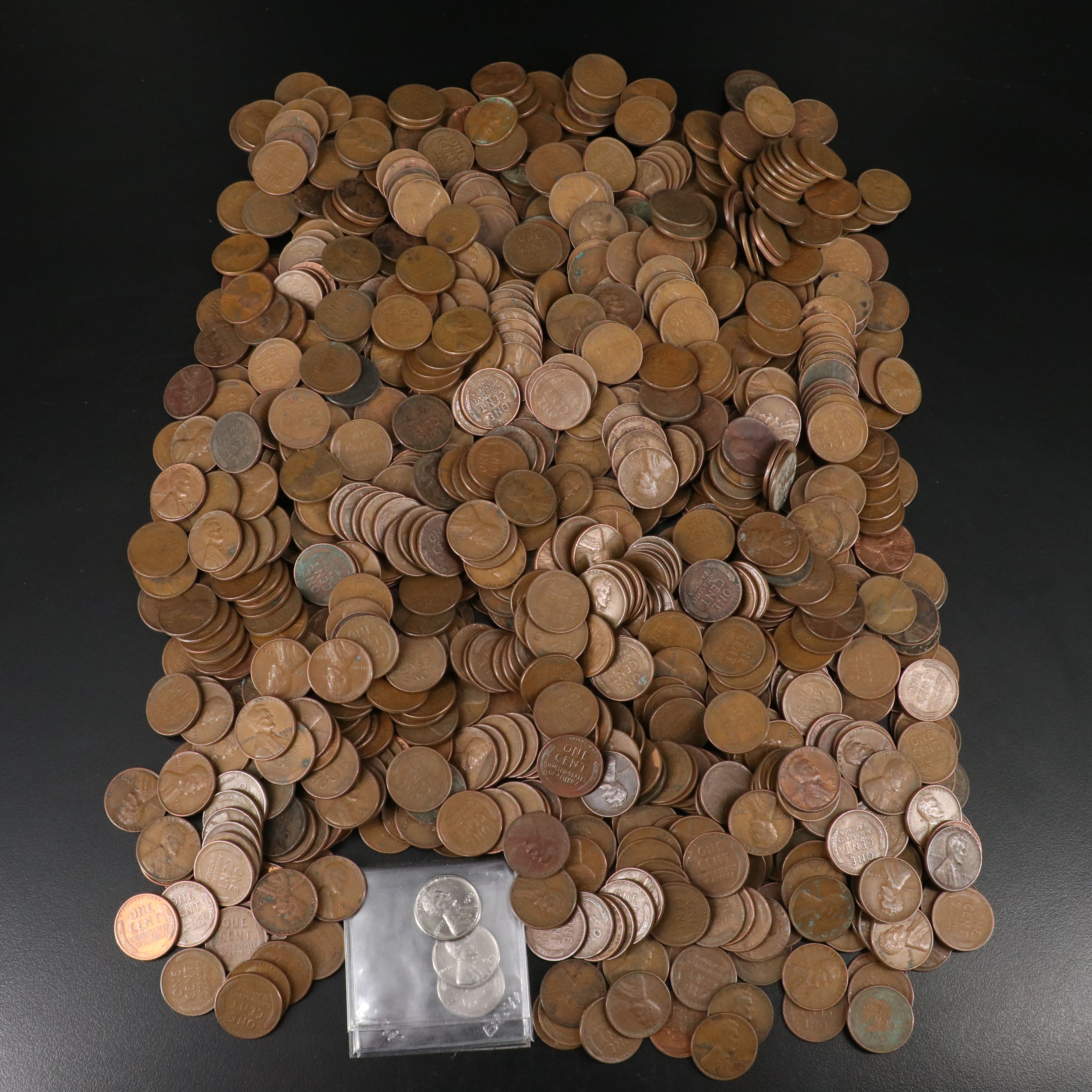 1,000 Lincoln Wheat Cents and 3-Coin WWII Steel Cent Set