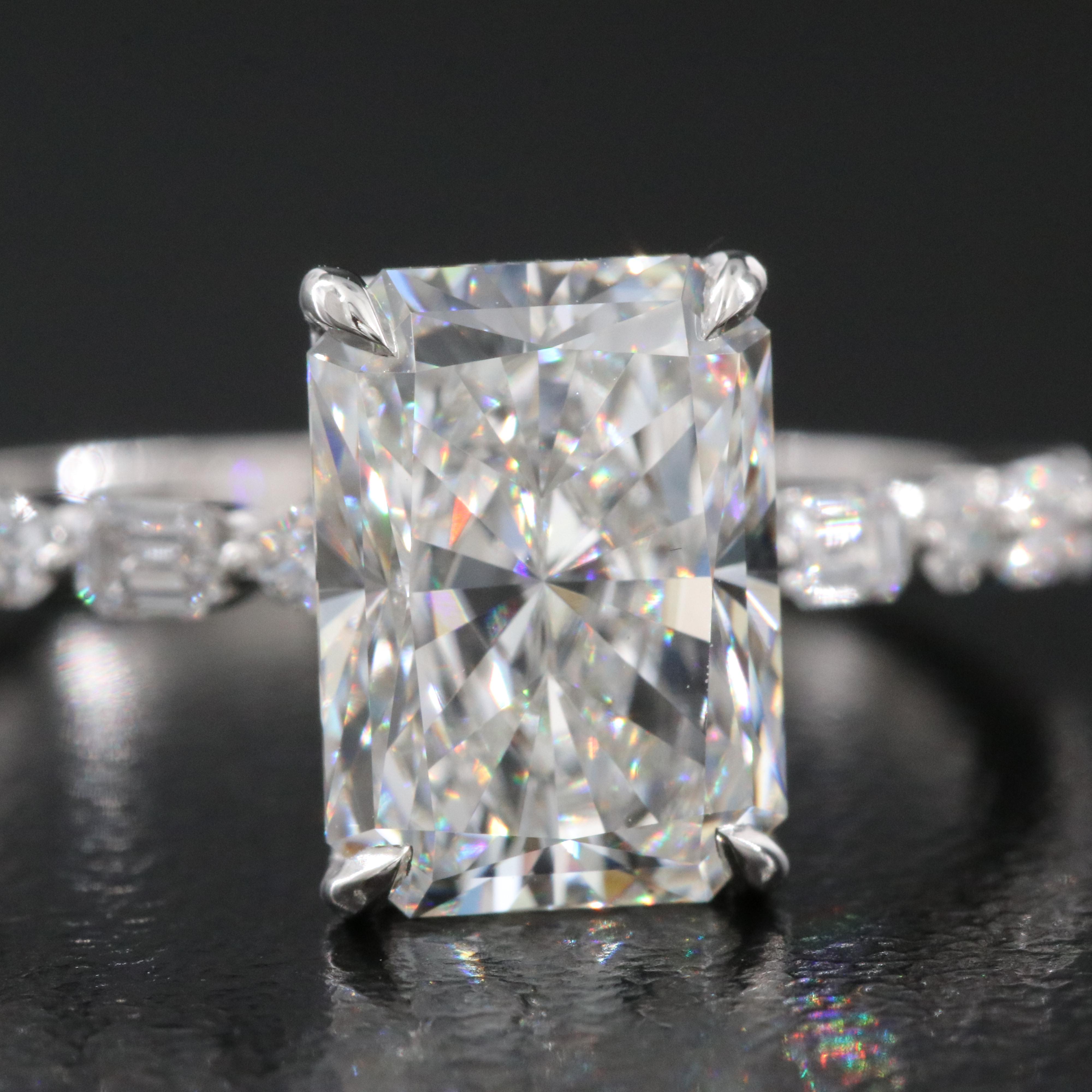 Platinum 3.46 CTW Lab Grown Diamond Ring with IGI Report