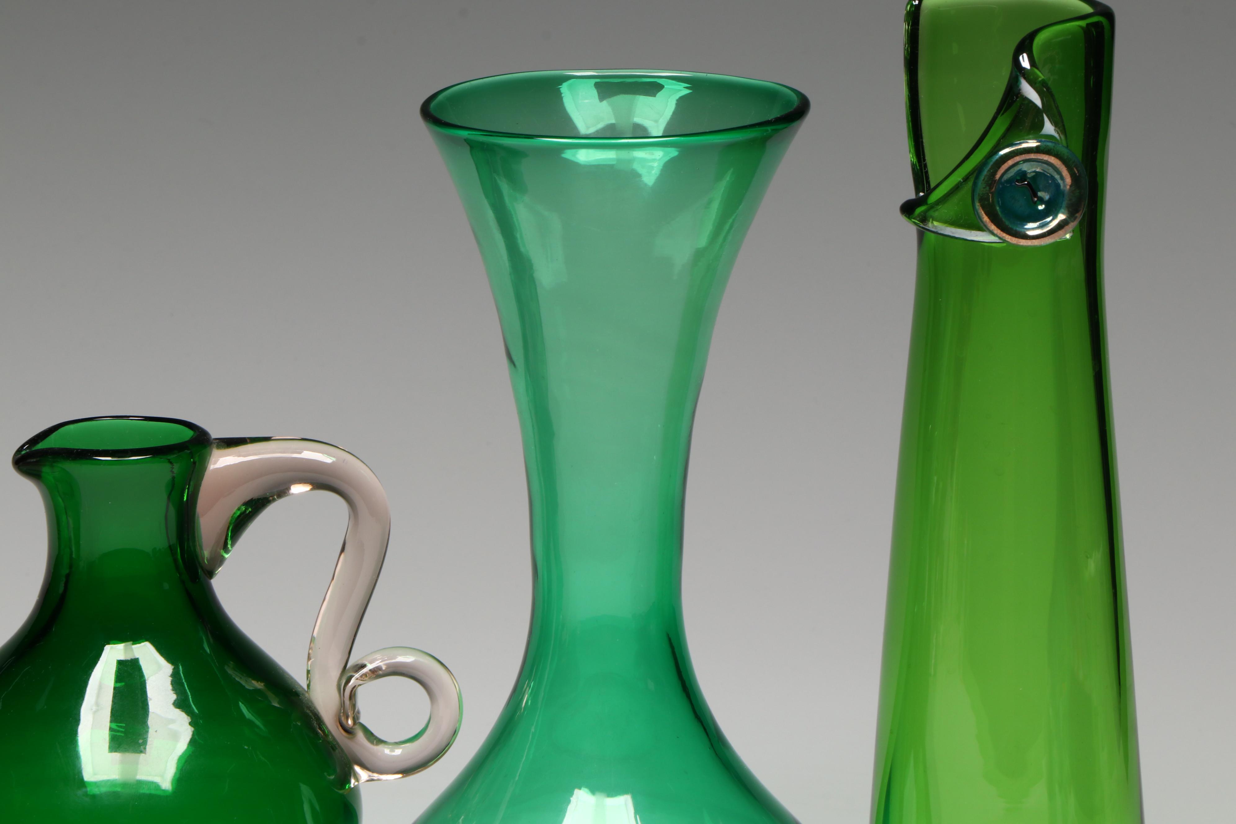 Strombergshyttan Button Vase, Blenko Carafe, Viking Princess Vase and More