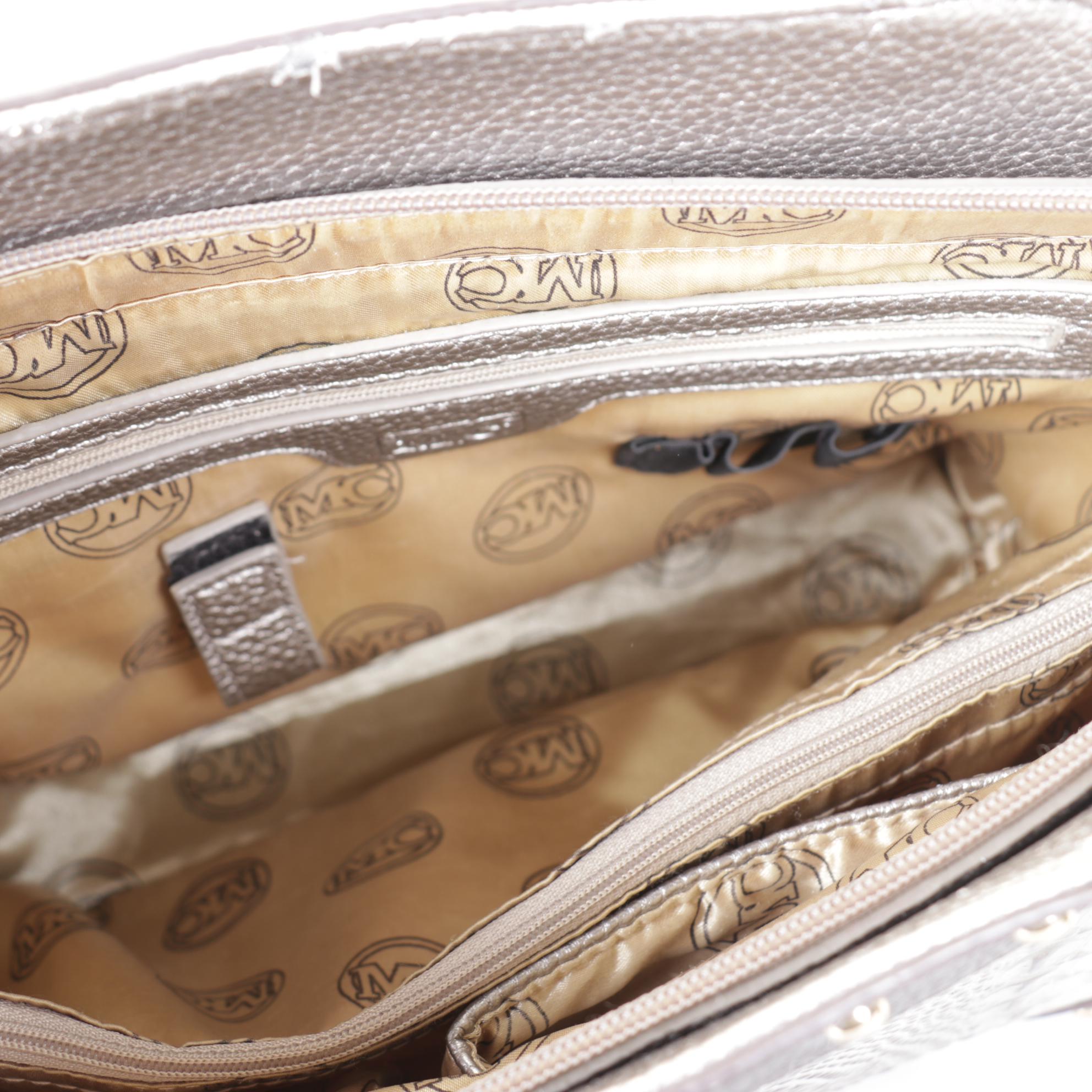 Marc Chantal Studded & Embossed Leather Handbag with Braided Handles