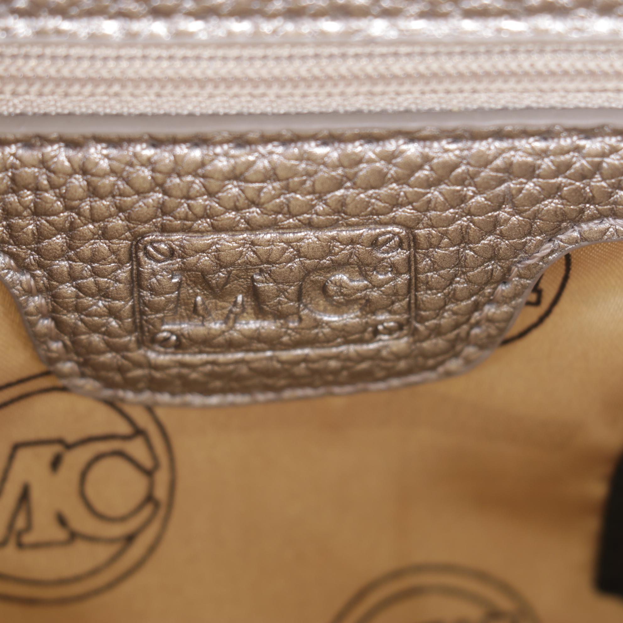Marc Chantal Studded & Embossed Leather Handbag with Braided Handles