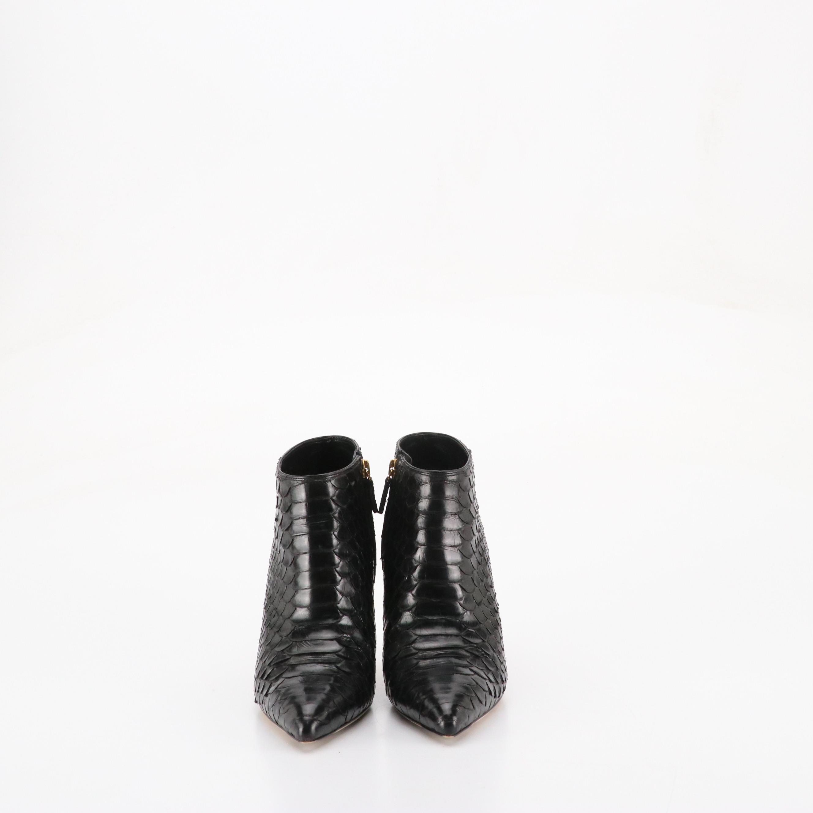 Gucci Black Snakeskin Pointy Toe Ankle Boots