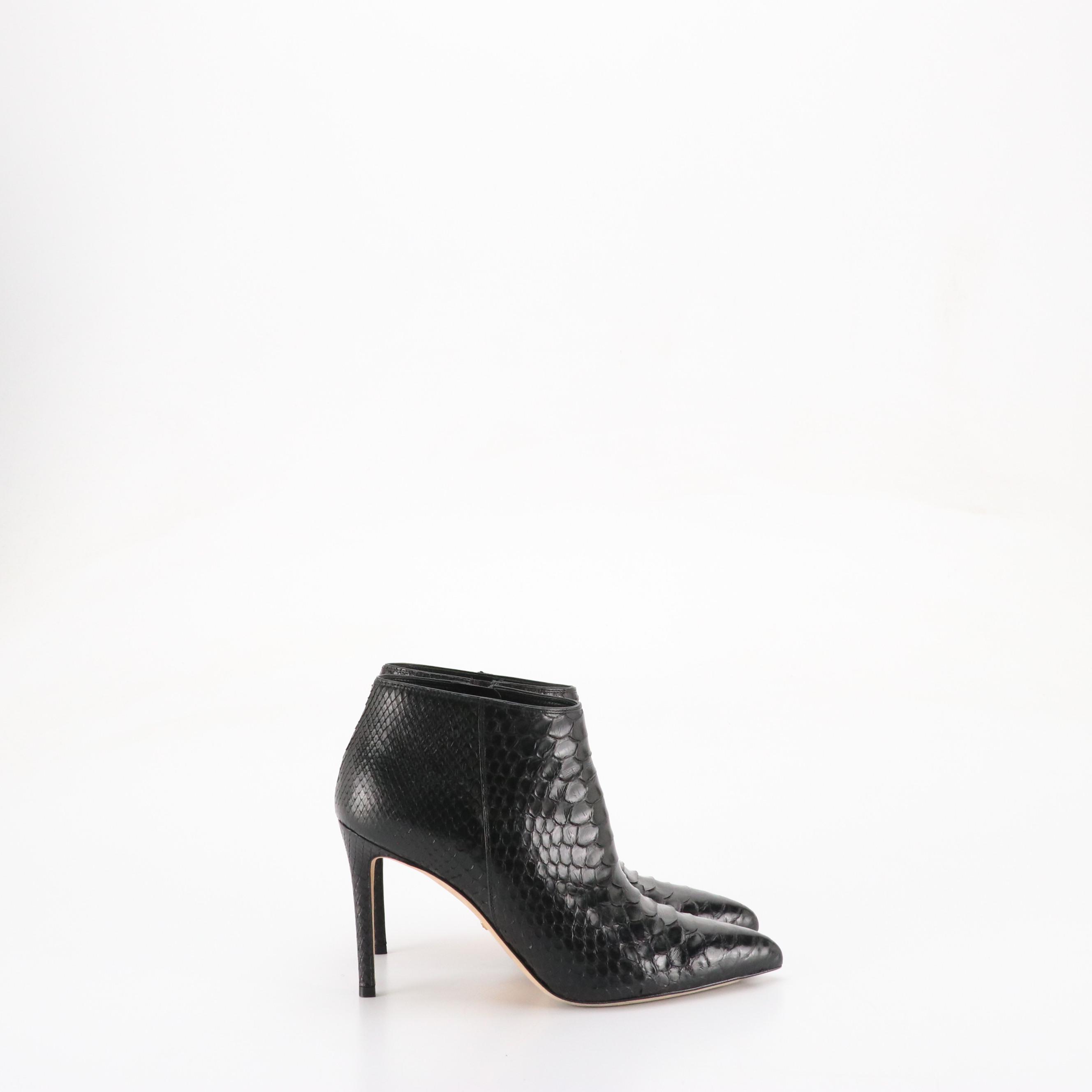 Gucci Black Snakeskin Pointy Toe Ankle Boots