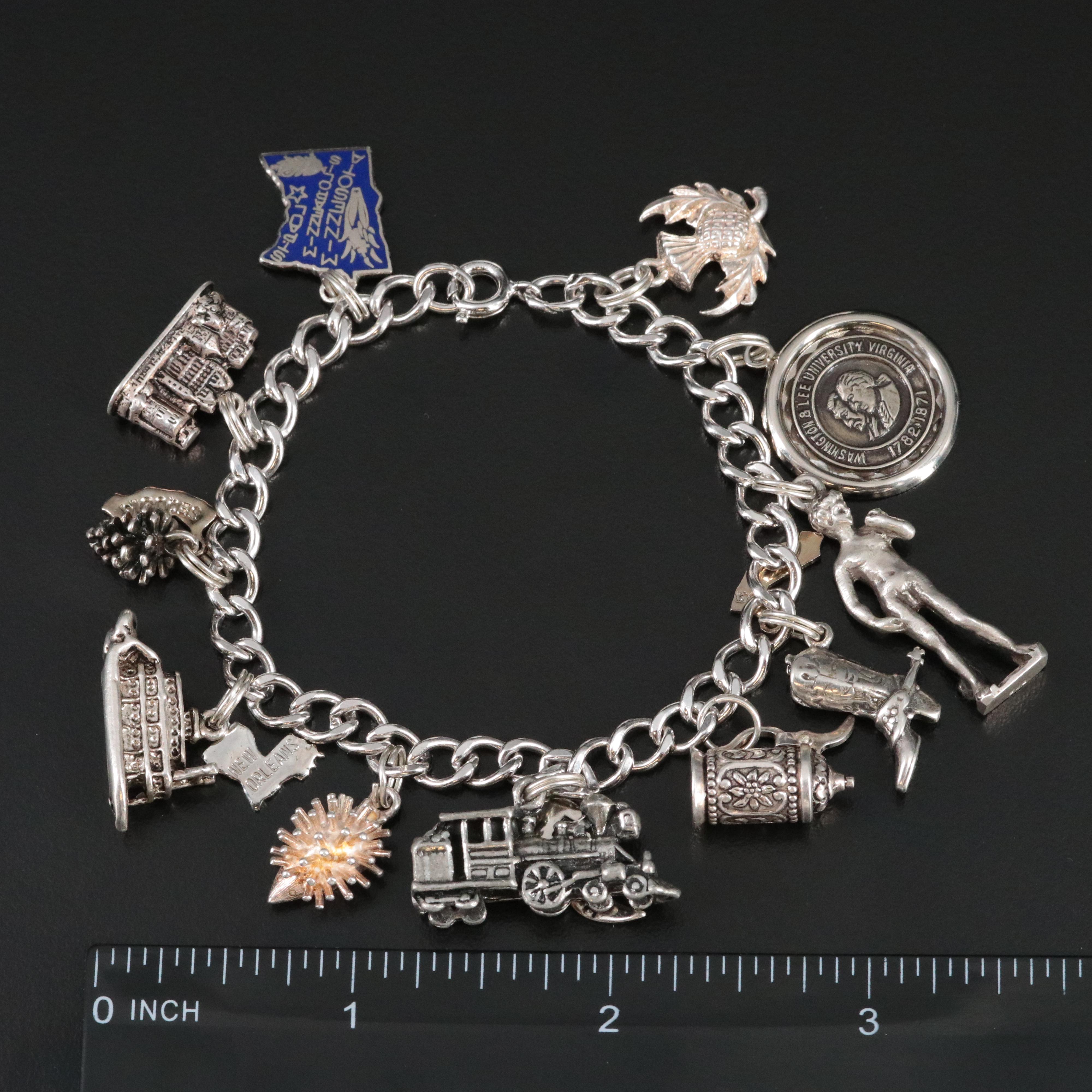 Vintage Charm Bracelet with Sterling and 800 Silver