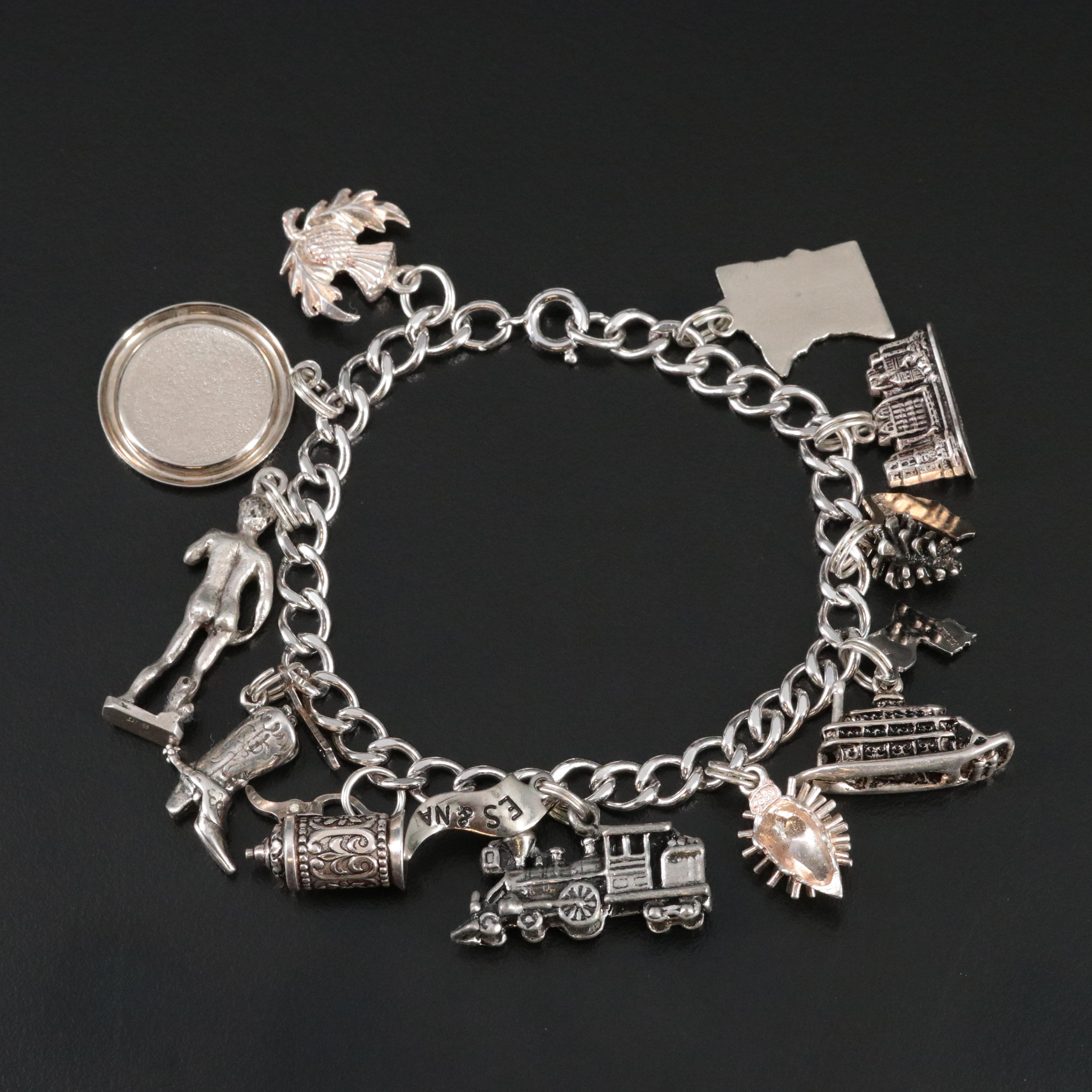 Vintage Charm Bracelet with Sterling and 800 Silver