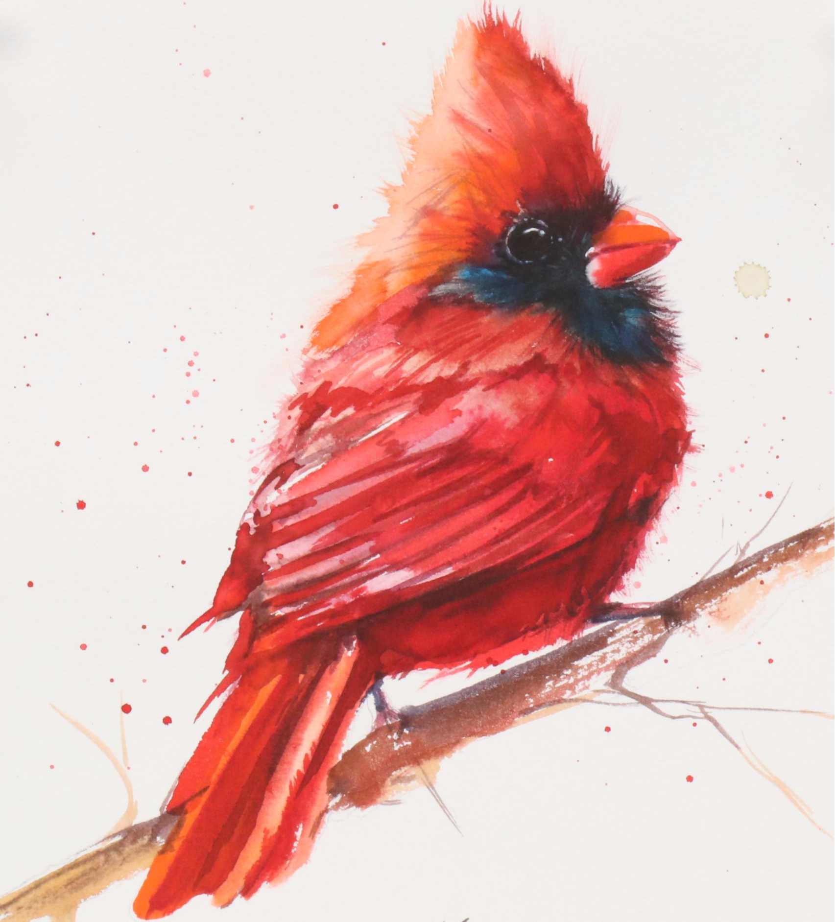 Inga Kovalenko Watercolor Painting of Baby Cardinal, 2025
