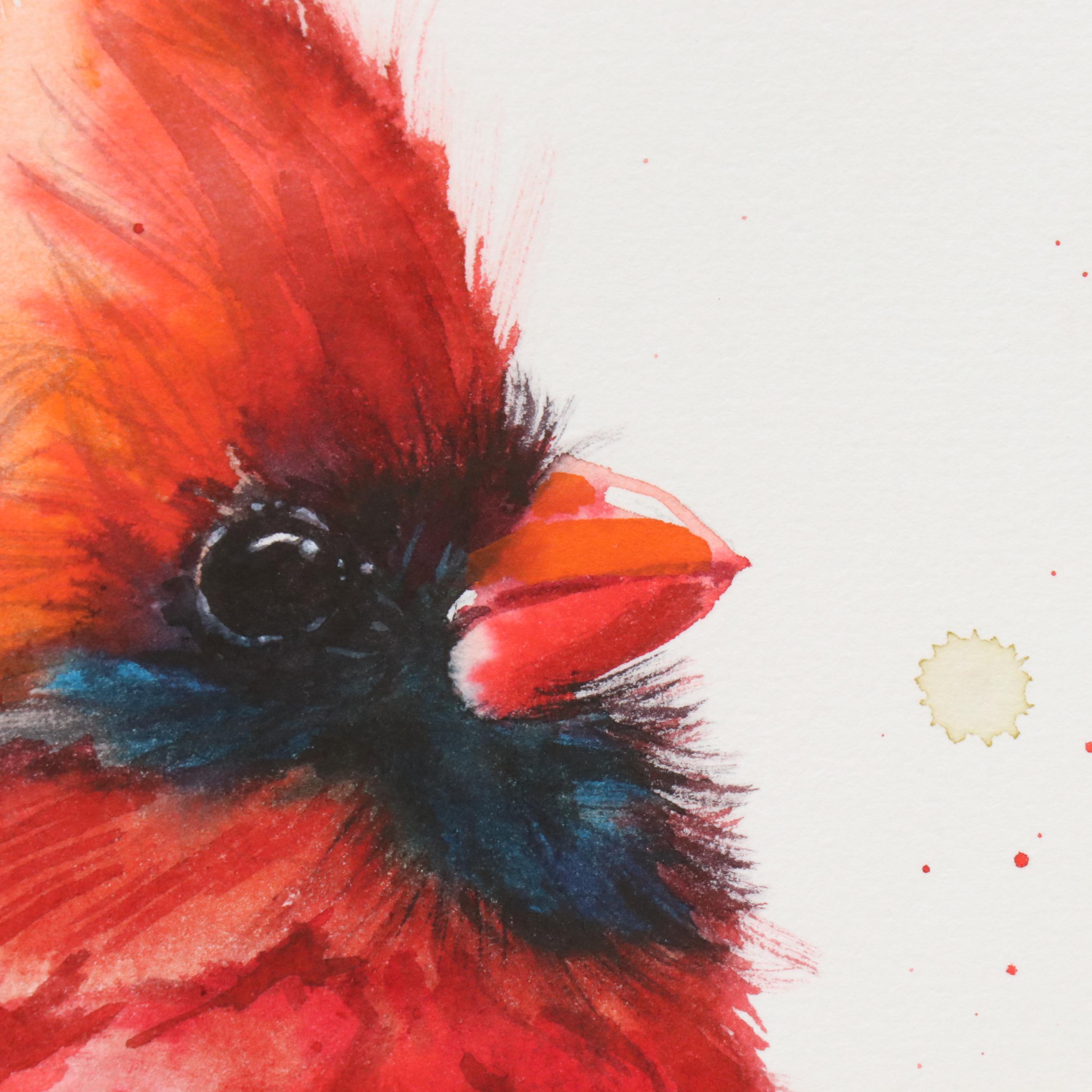 Inga Kovalenko Watercolor Painting of Baby Cardinal, 2025