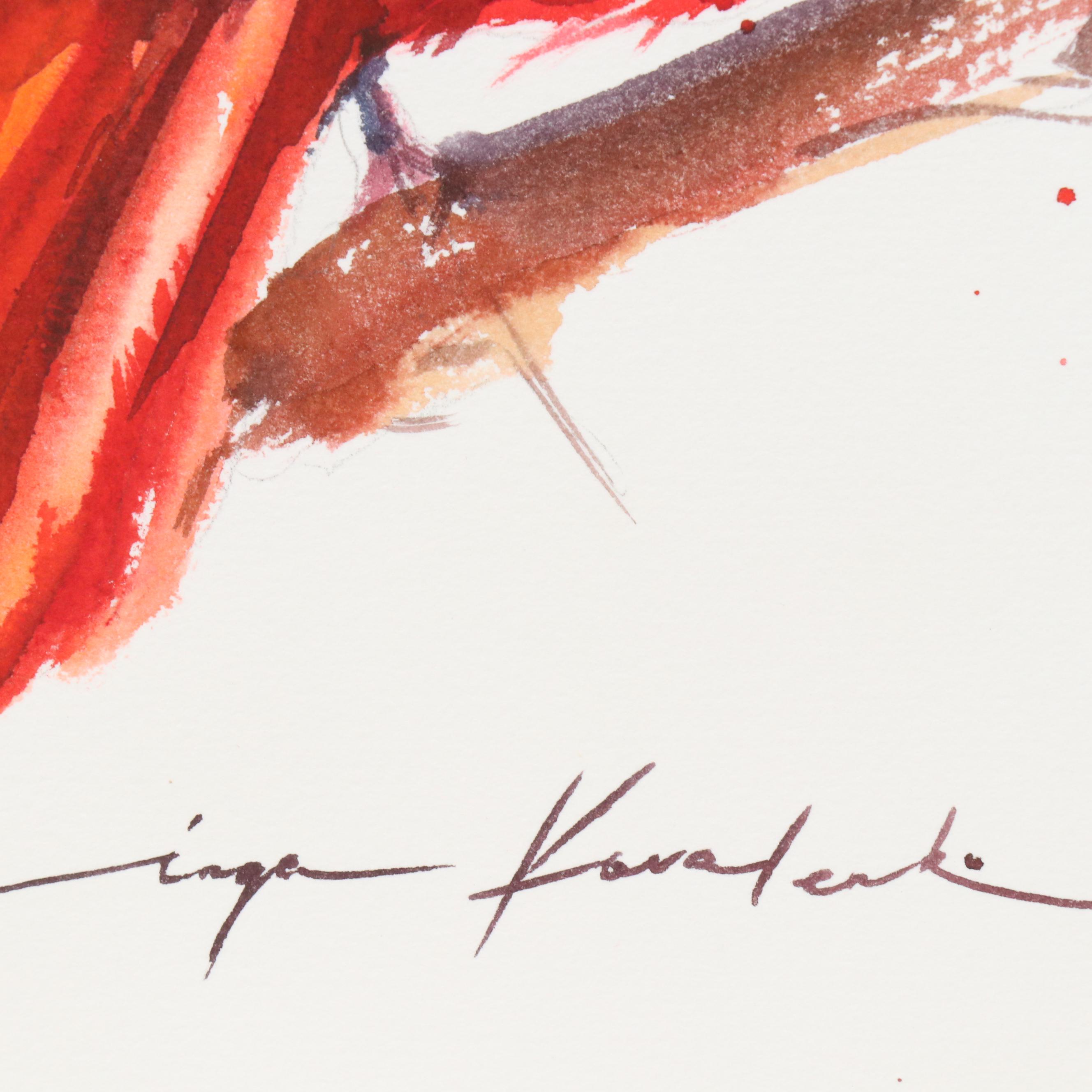 Inga Kovalenko Watercolor Painting of Baby Cardinal, 2025