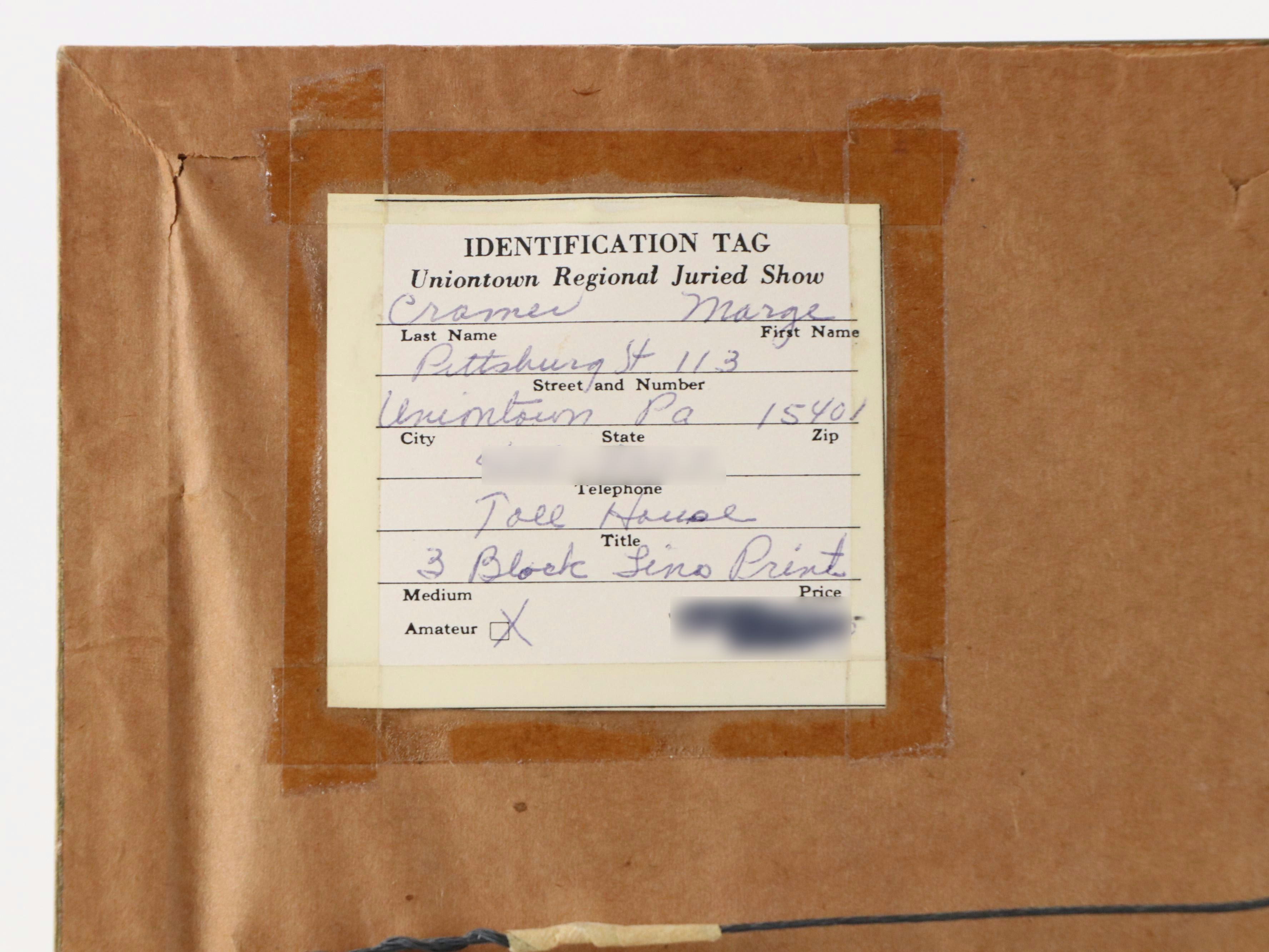 Marge Cramer Linocut "Toll House," Late 20th Century