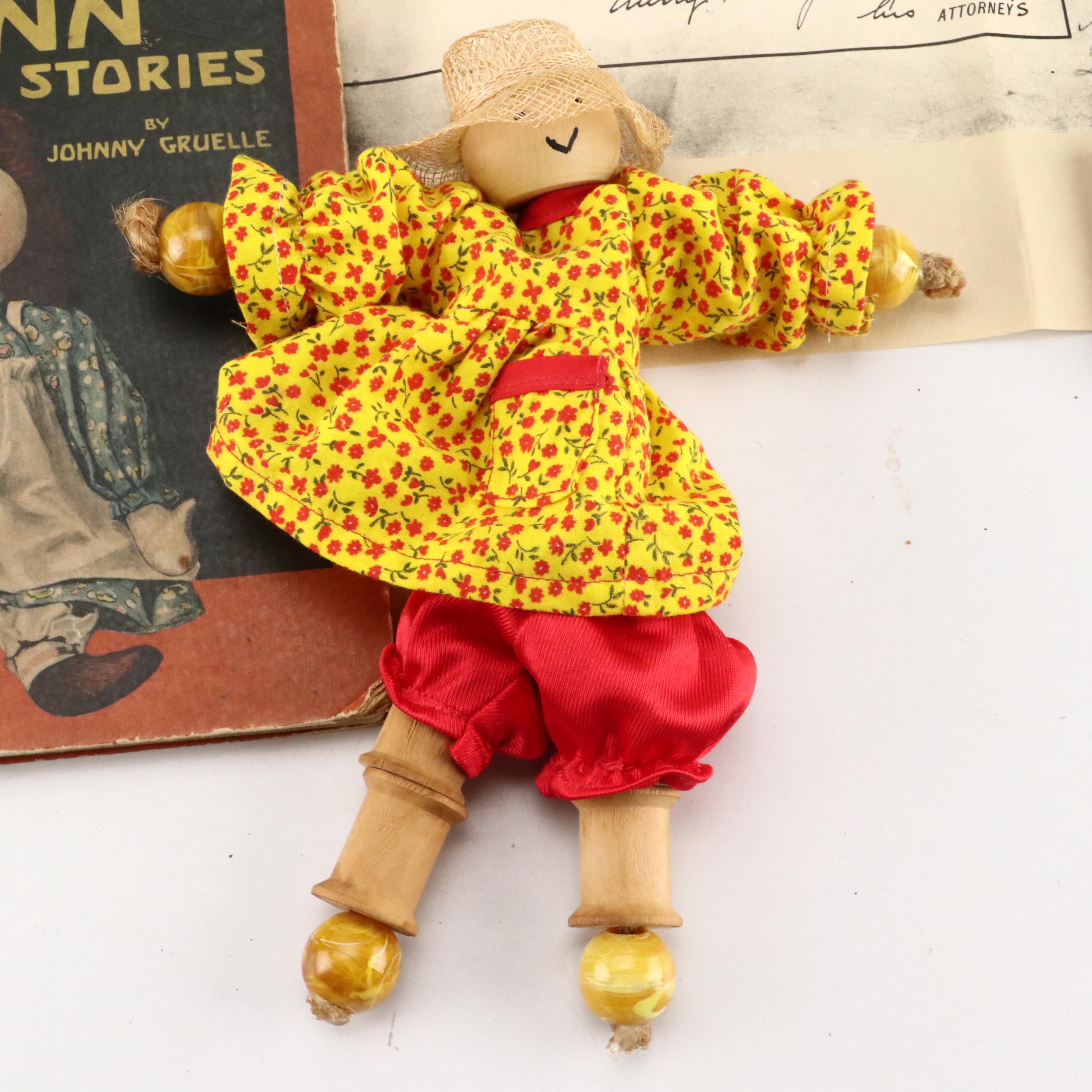 Howdy Doody and Raggedy Ann Dolls with Other Vintage Toys and Book