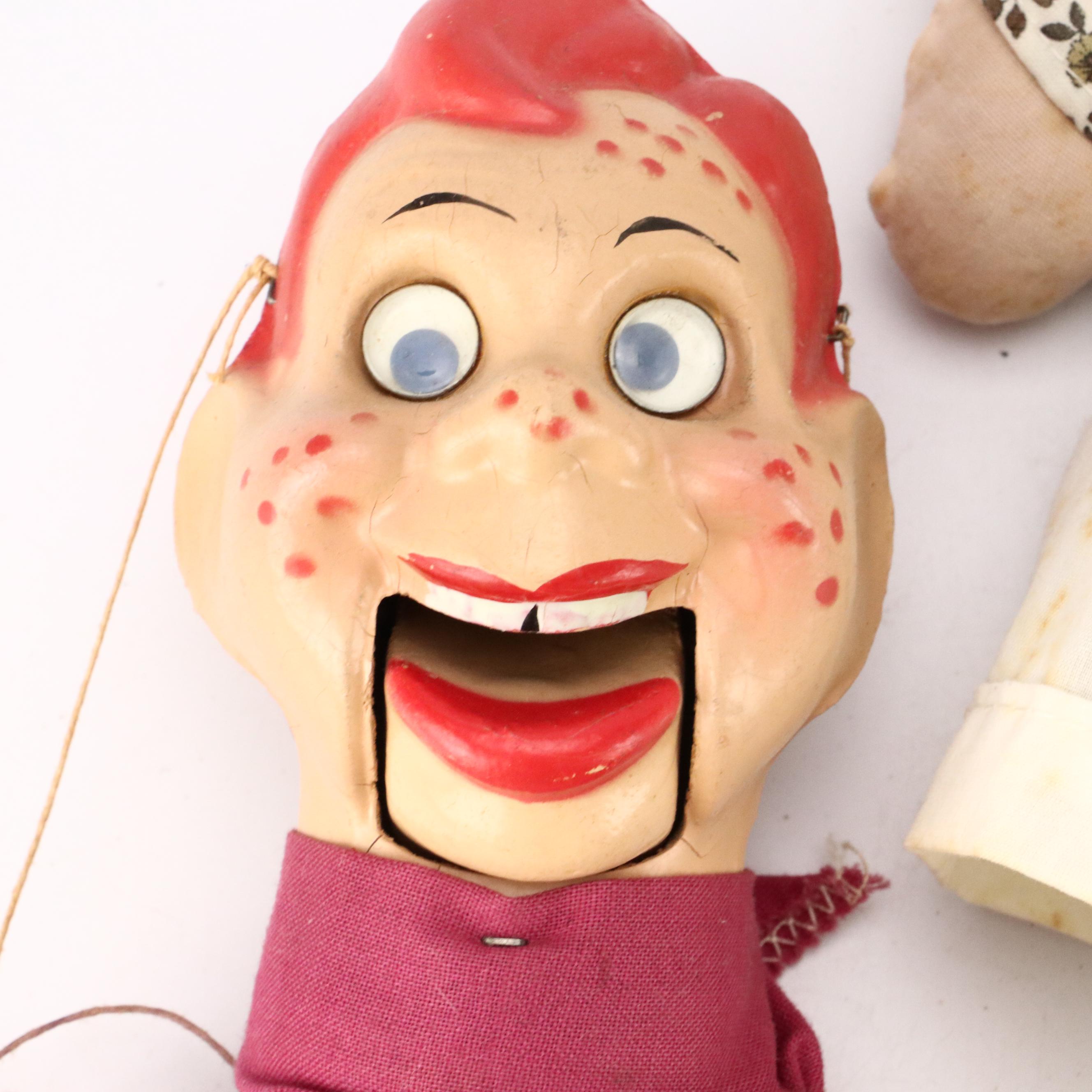 Howdy Doody and Raggedy Ann Dolls with Other Vintage Toys and Book