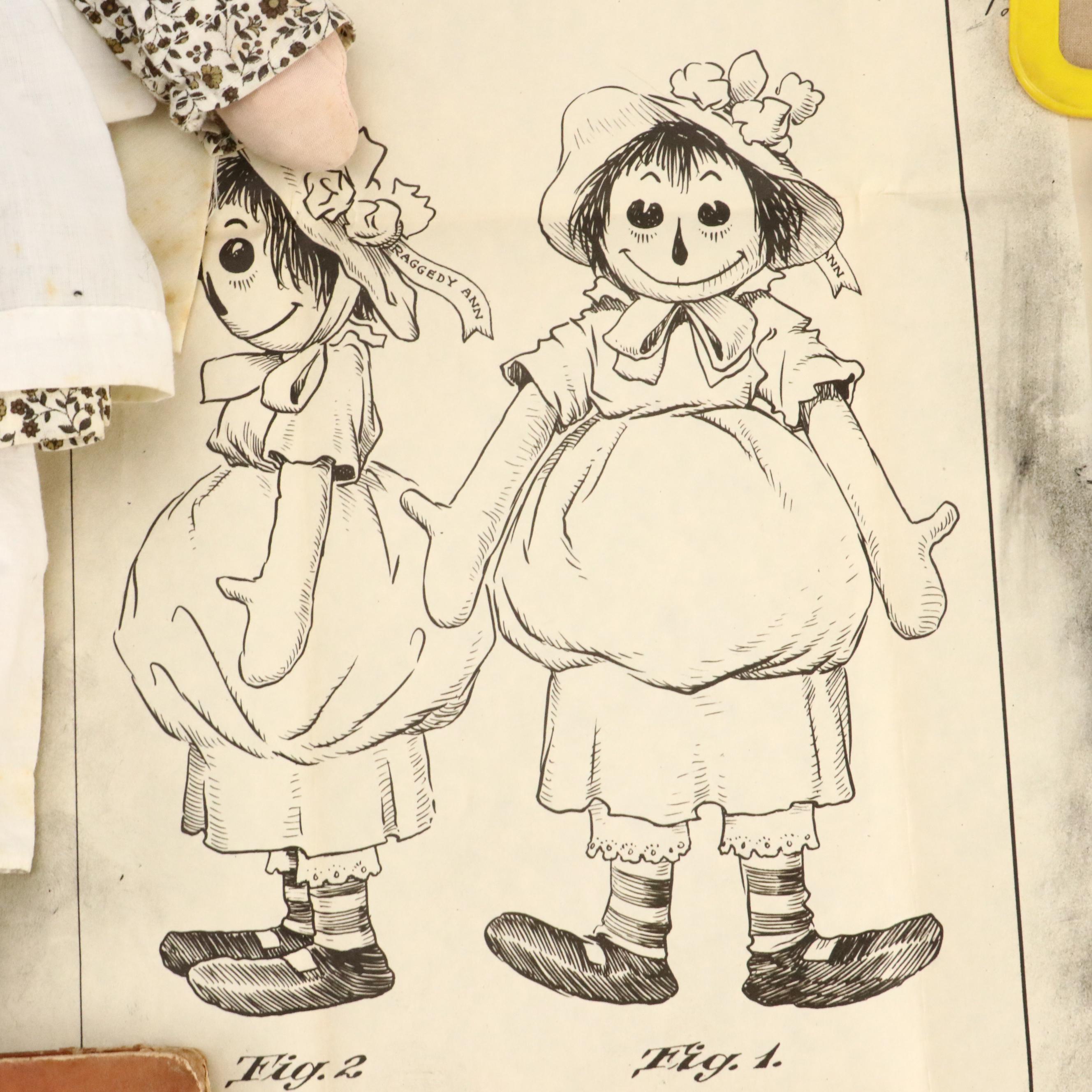 Howdy Doody and Raggedy Ann Dolls with Other Vintage Toys and Book