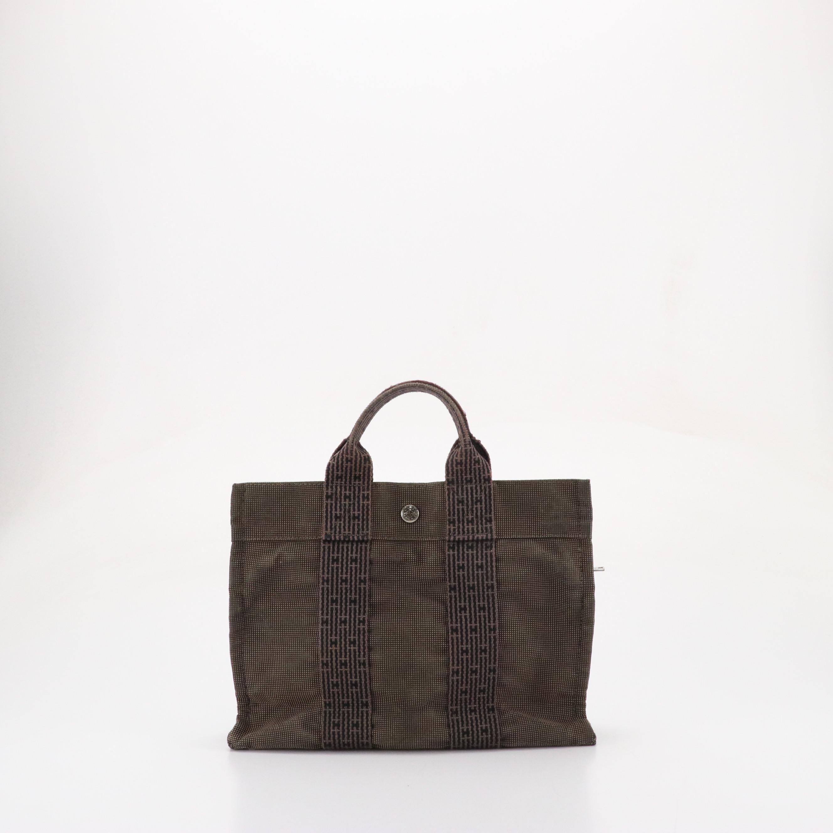 Hermès Herline Fourre-Tout PM Zip Tote in Grey Nylon Canvas