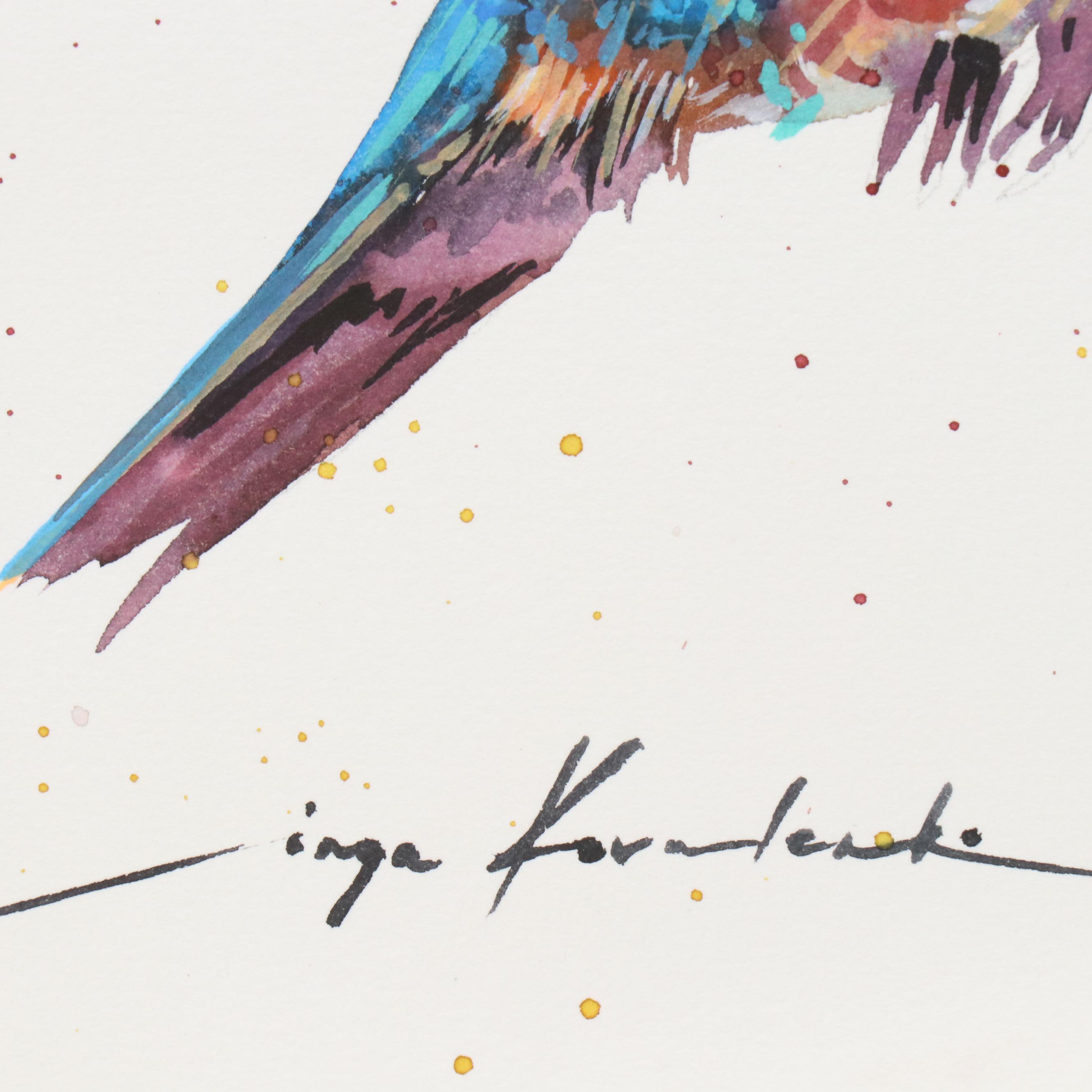 Inga Kovalenko Watercolor Painting of Hummingbird, 2025