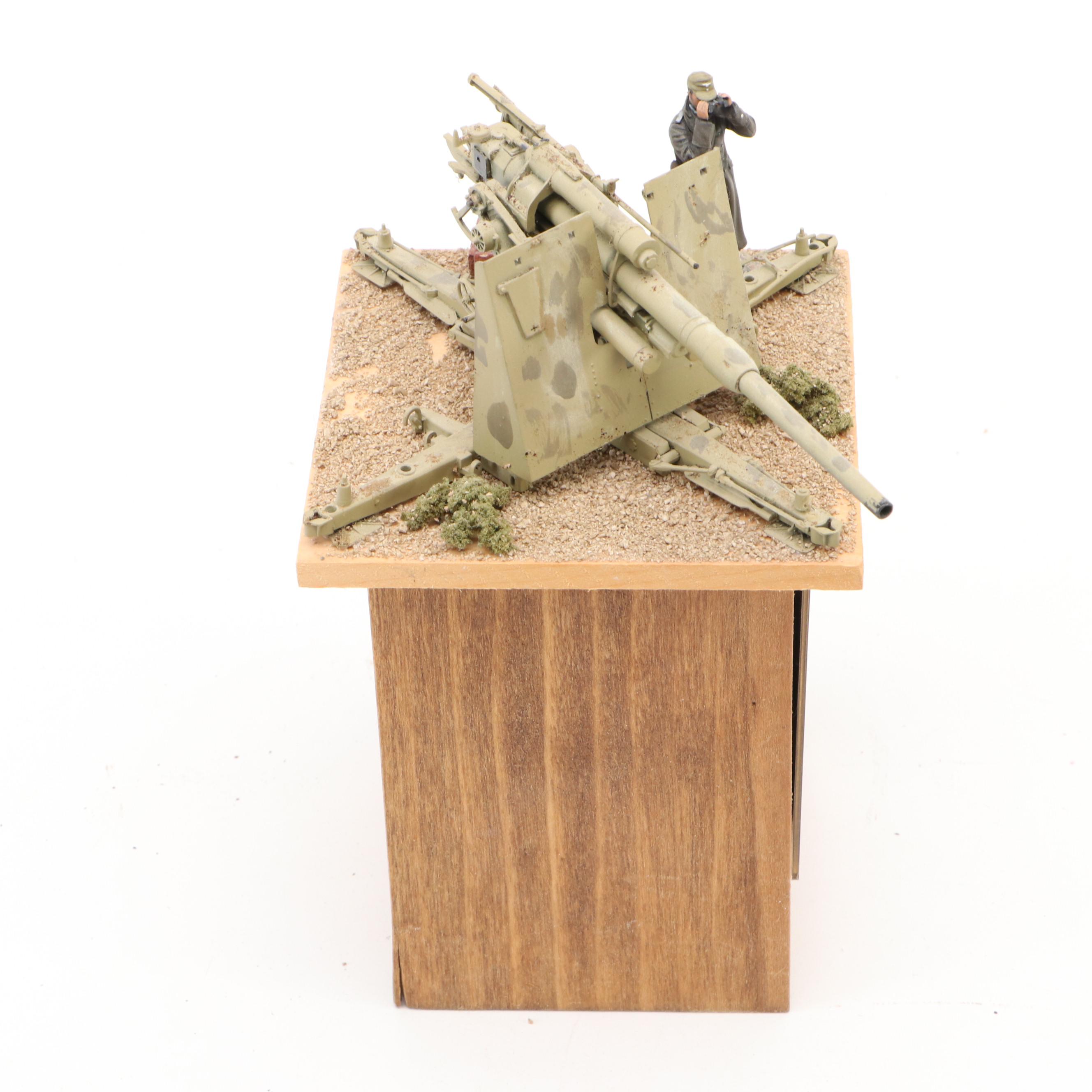 WWII Model Dioramas with Tanks, Military Equipment, and Photographs